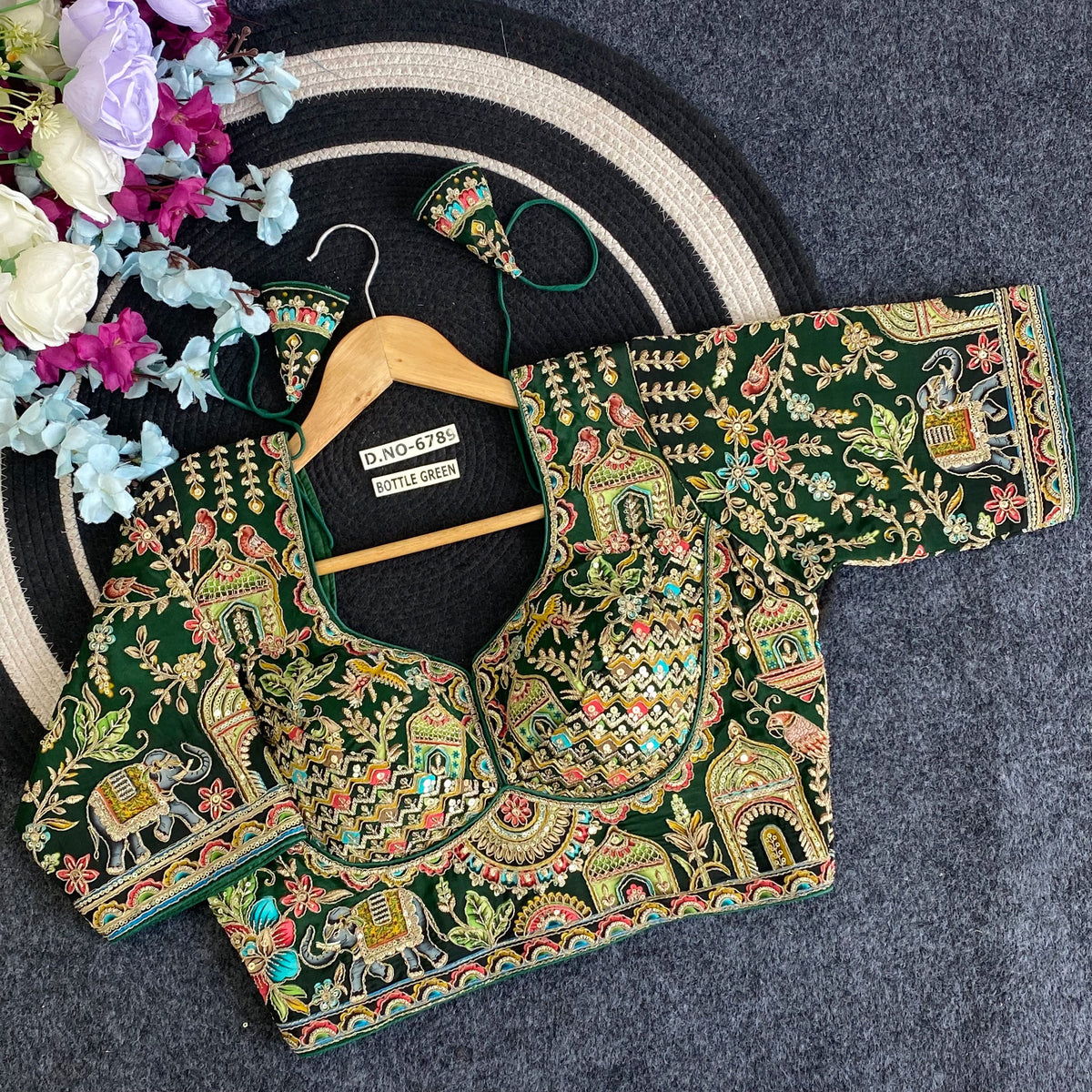 Navratri Viscose Crepe Position Print Blouse - Des- 6789 – Purple – view 6