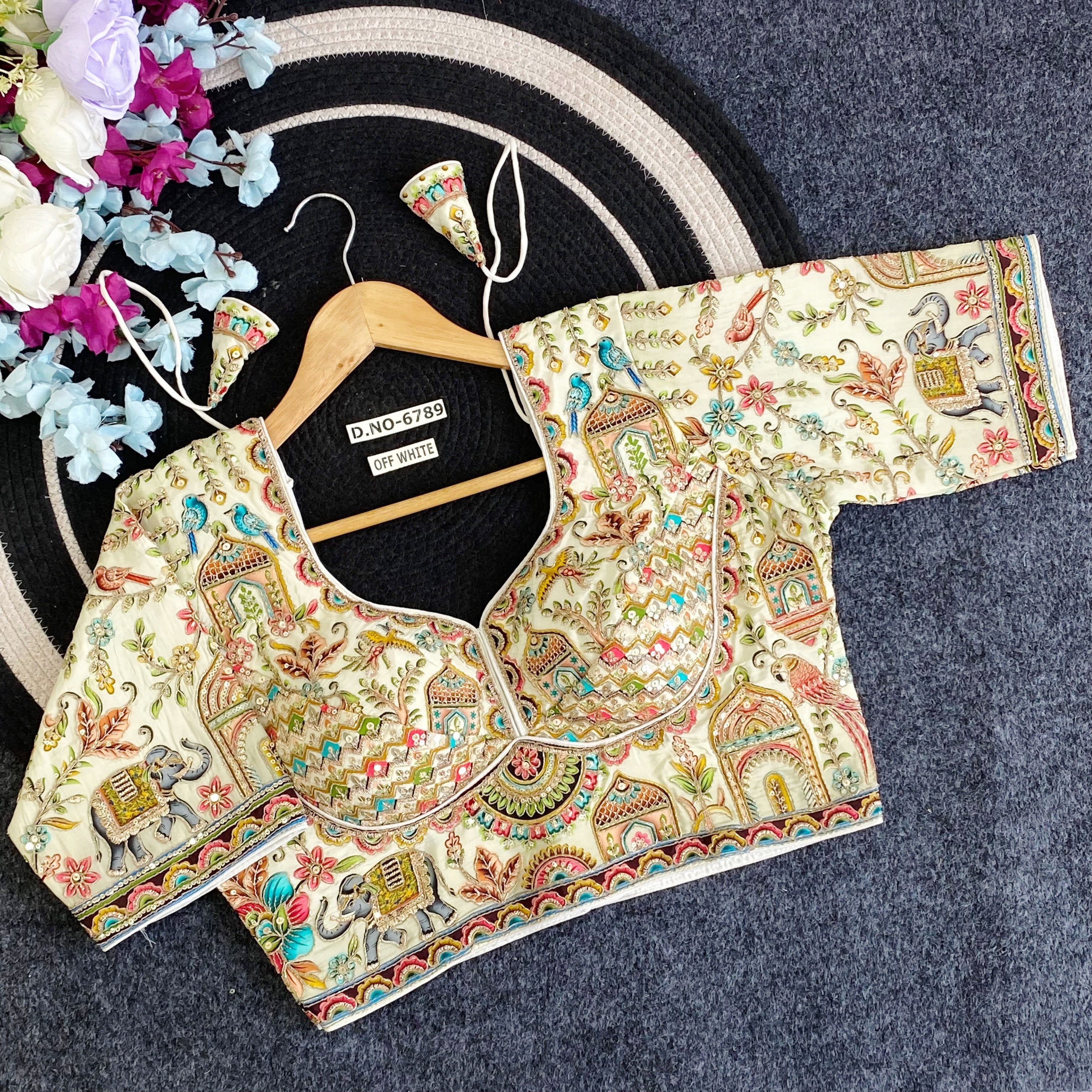 Navratri Viscose Crepe Position Print Blouse - Des- 6789 – Rani Dark – view 10