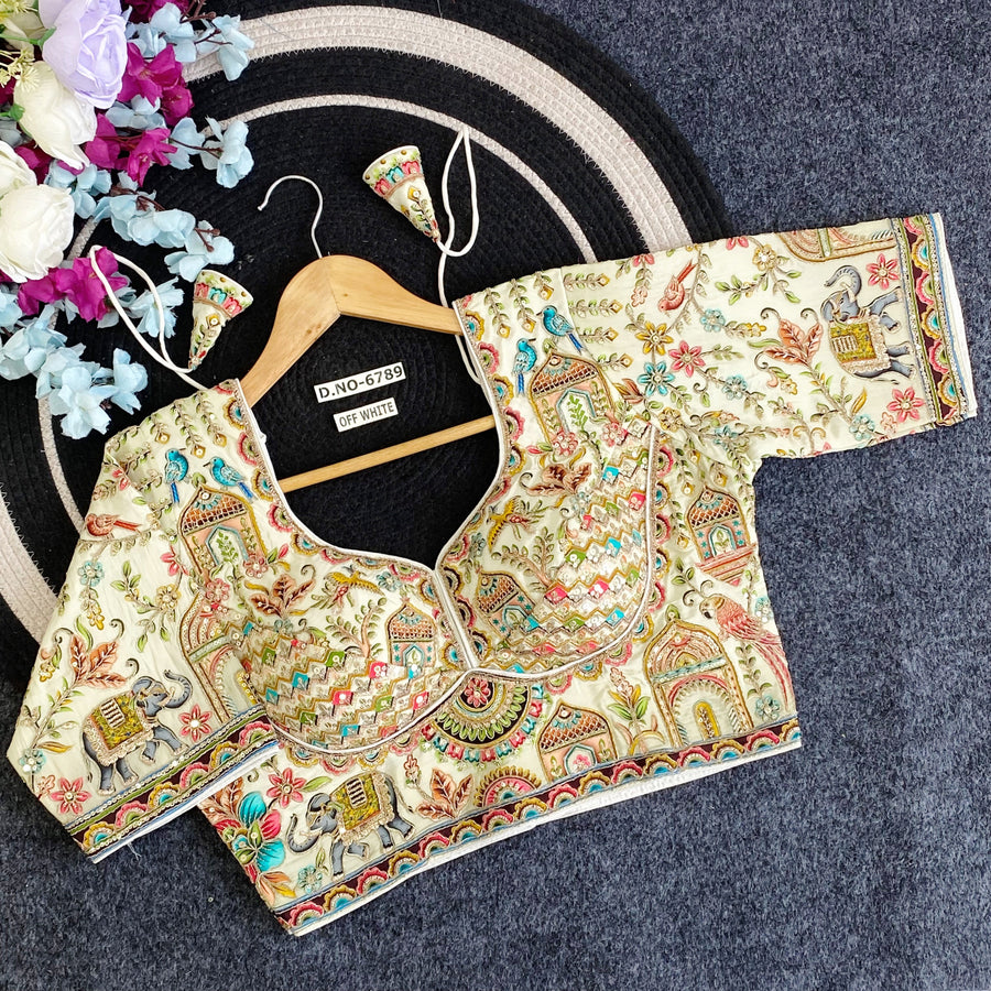 Navratri Viscose Crepe Position Print Blouse - Des- 6789