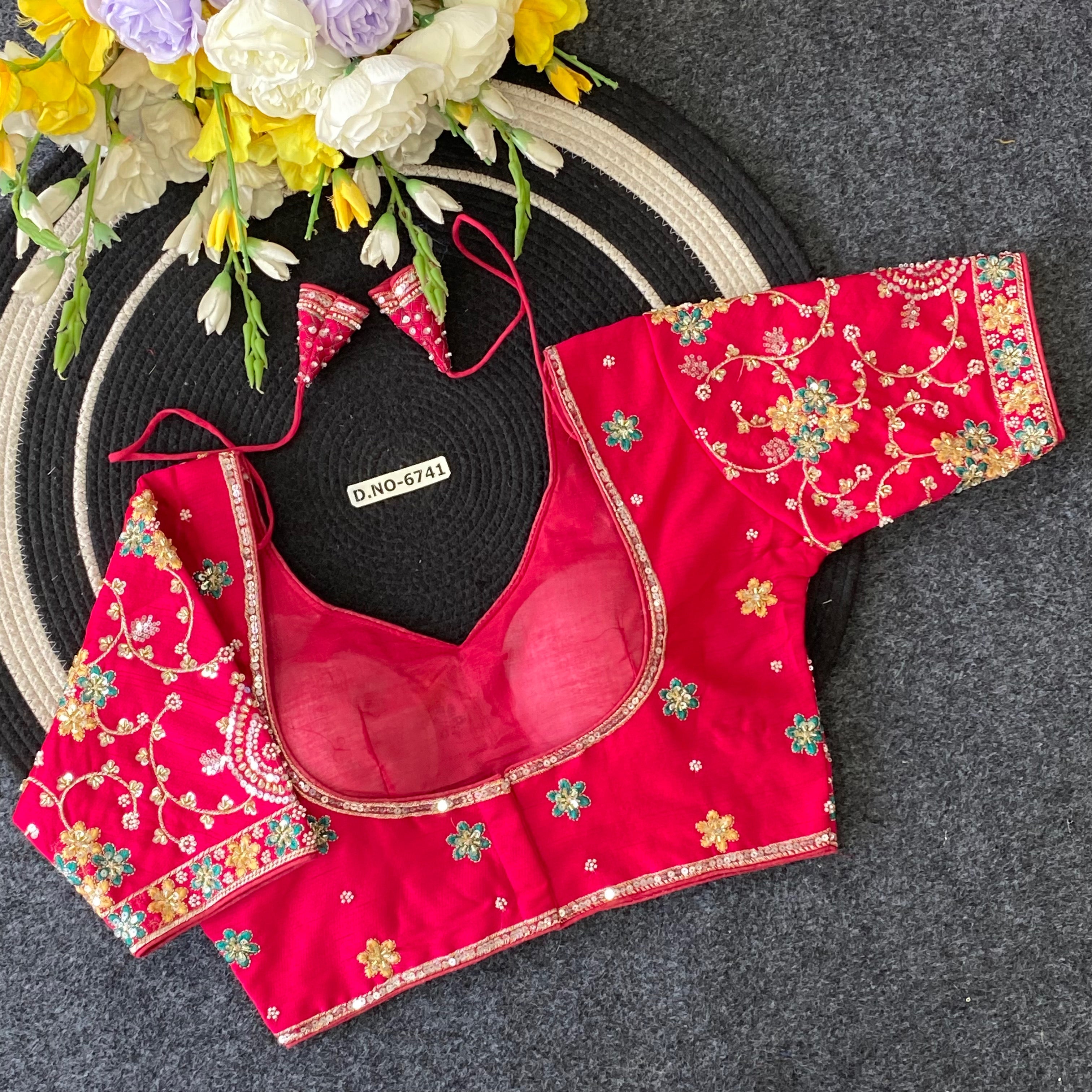 Italian Silk Bridal Blouse - Des- 6741 – Peacock – view 2