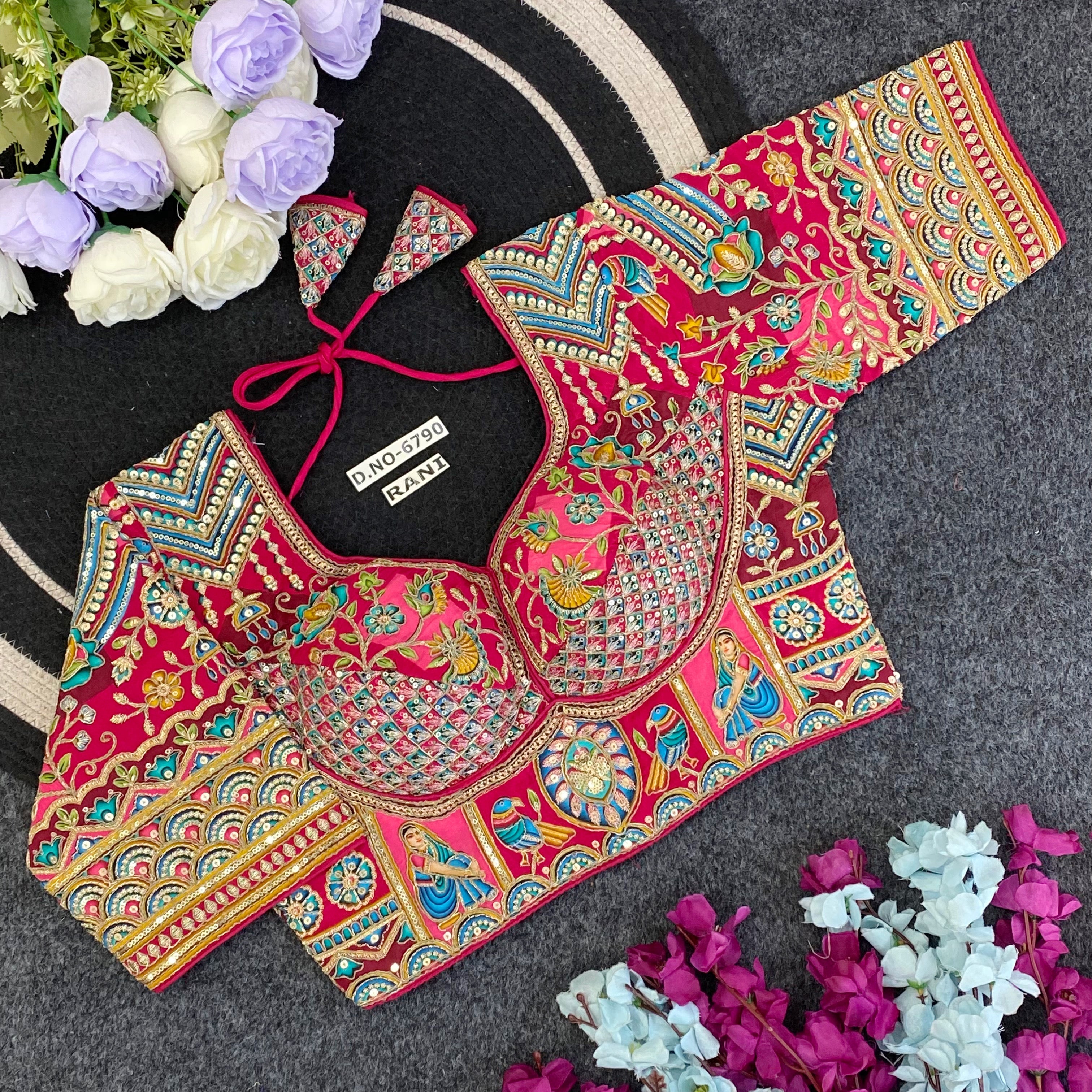 Navratri Viscose Crepe Position Print Blouse - Des- 6790 – Rani – view 1