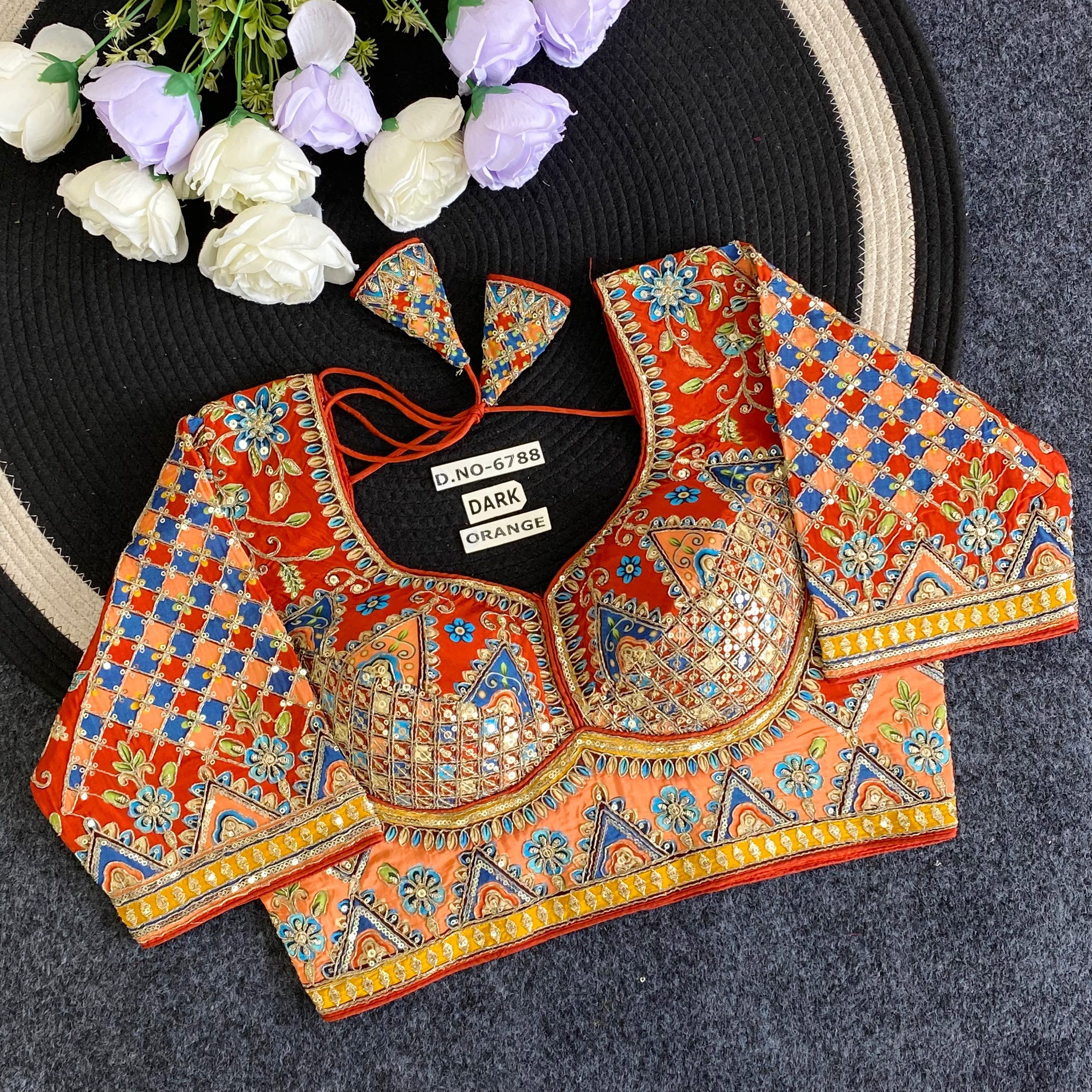 Viscose Crepe Position Print Navratri Blouse - Des- 6788 – Rani – view 8