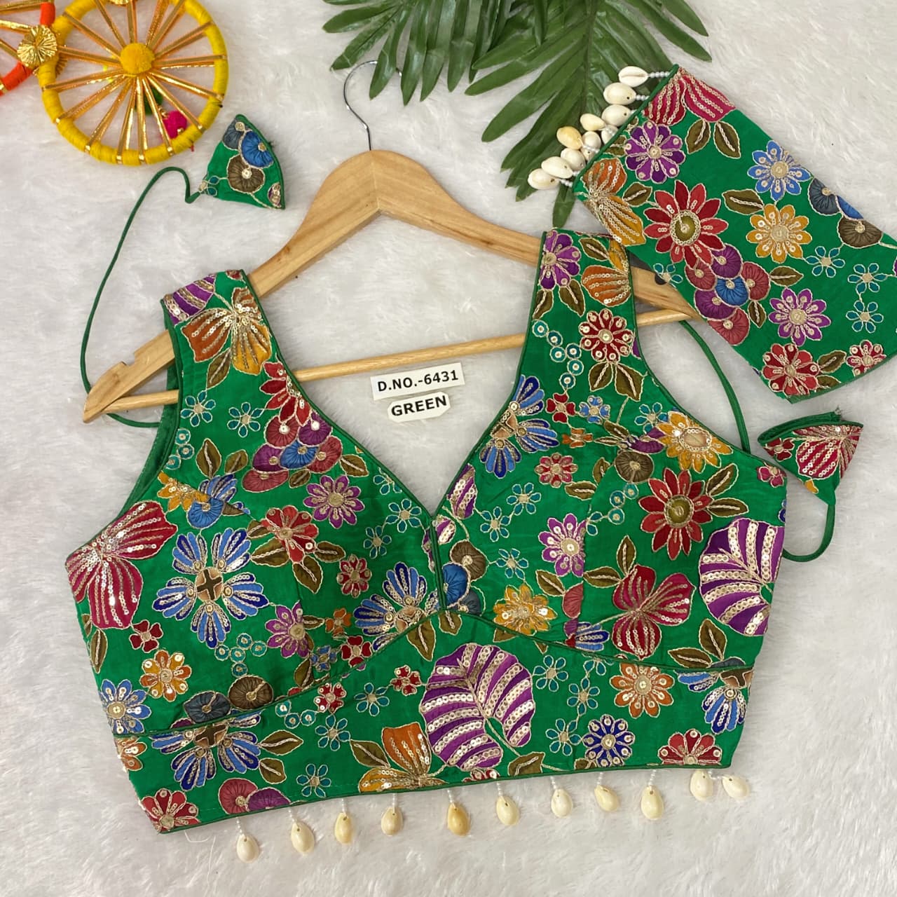 Navratri Viscose Crepe Position Print Blouse - Des- 6431 – Brown – view 5