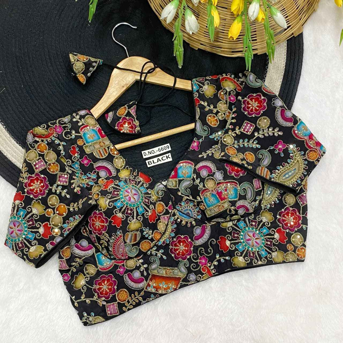 Viscose Crepe Position Print Party Blouse - Des- 6609 – Firoji – view 8