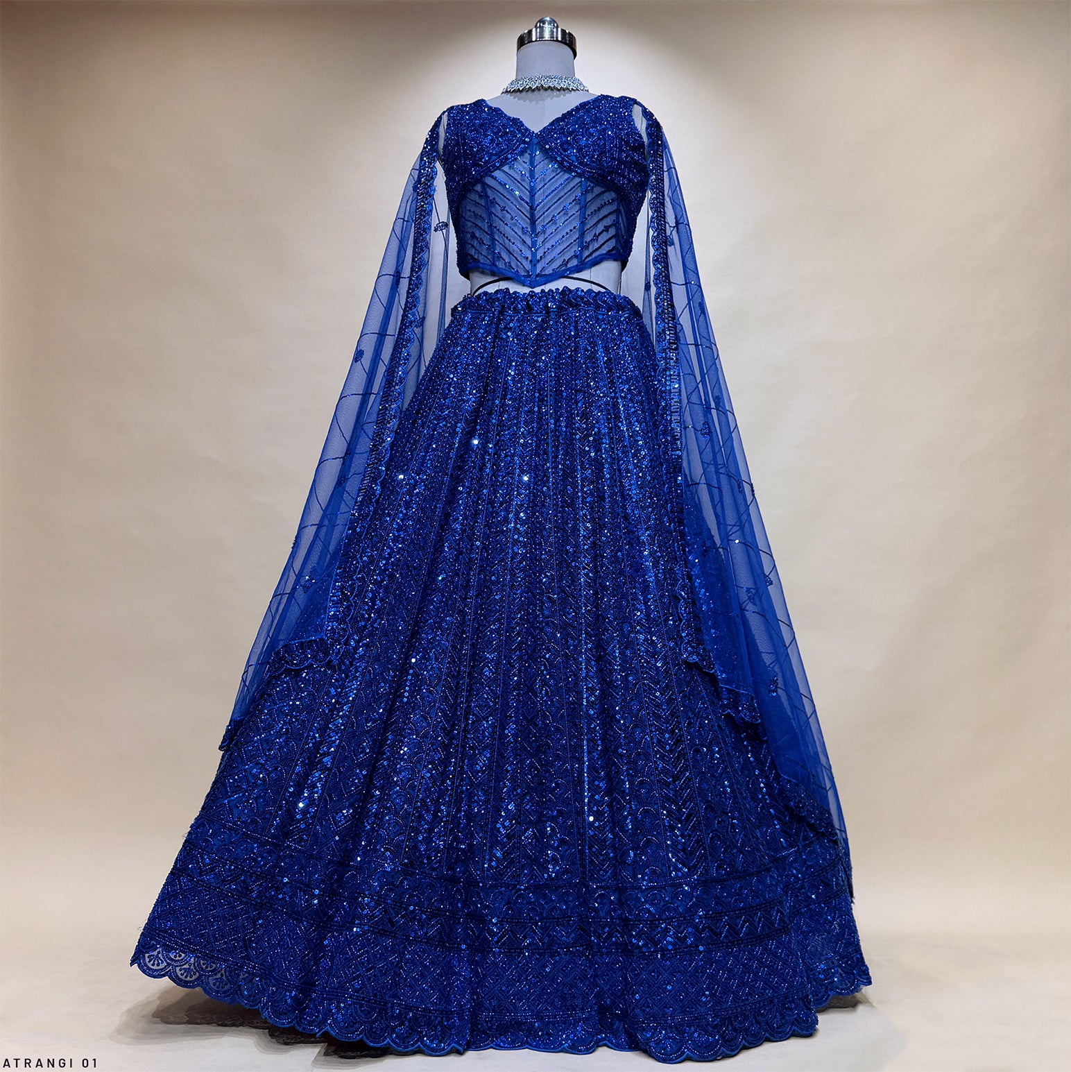 The Jharokha Heirloom Darbar: Blue Heritage Lehenga Ensemble – Blue – view 1