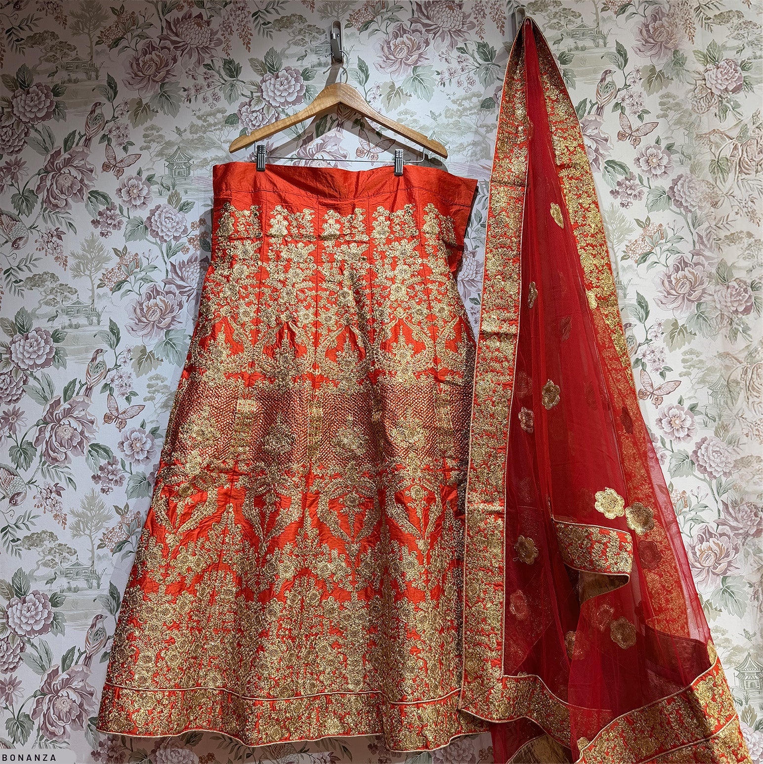 The Saubhagya Edit: Orange Heritage Lehenga Ensemble I – Orange – view 1