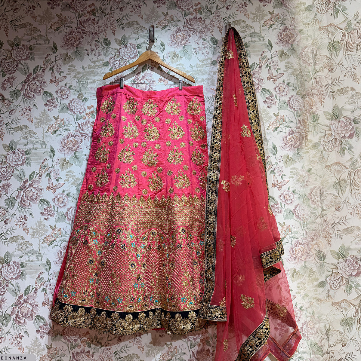 The Saubhagya Edit: Orange Heritage Lehenga Ensemble I – Orange – view 3