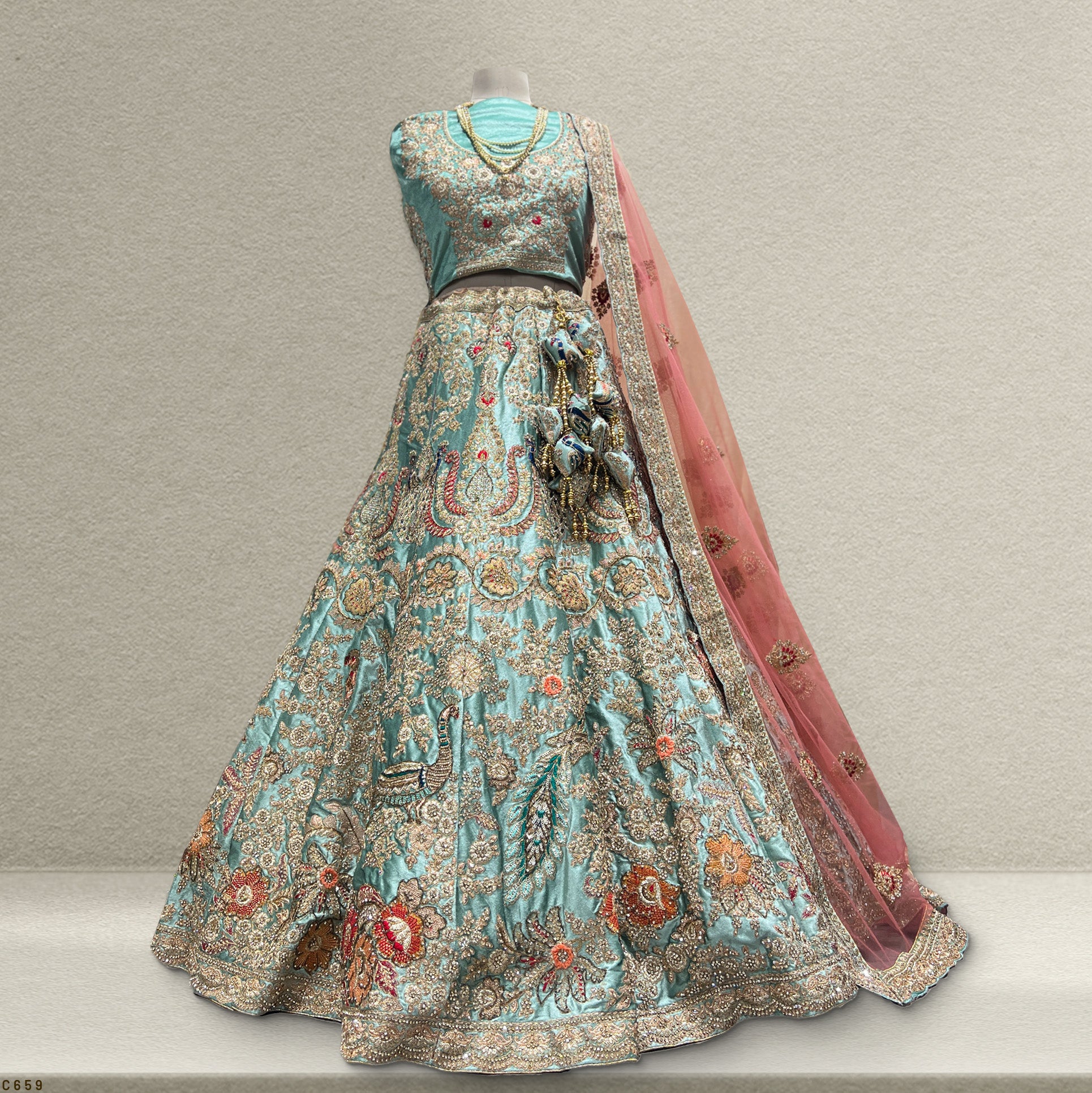 The Banaras Loom Edit: Blue Heritage Lehenga Ensemble IV – Blue – view 1