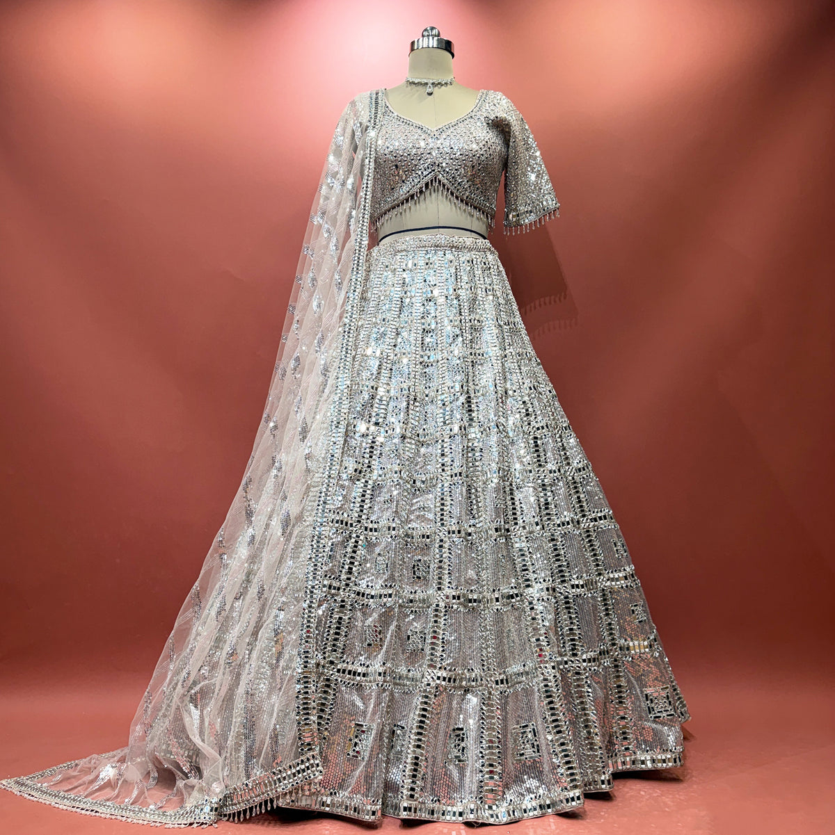 The Udaipur Royal Edit: Peach & Lavender Heritage Lehenga Ensemble IV – Lavender and Peach – view 2