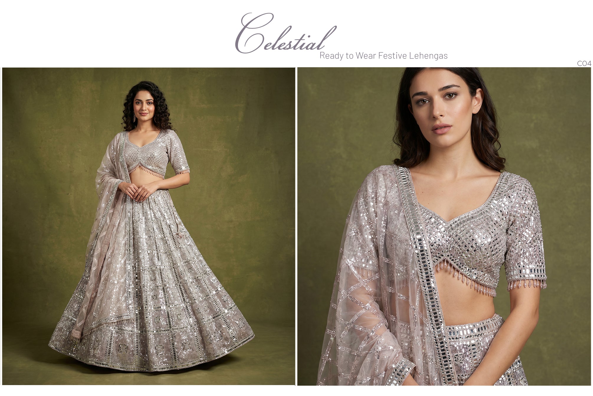 The Udaipur Royal Edit: Peach & Lavender Heritage Lehenga Ensemble IV – Lavender and Peach – view 3