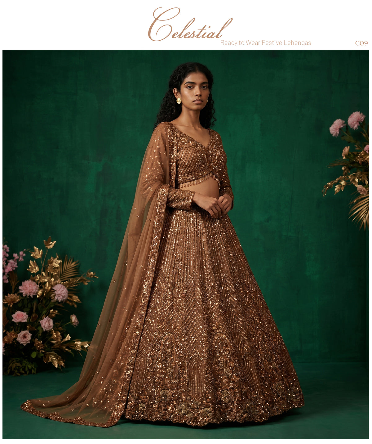 The Mewar Heritage Collection: Gold Heritage Lehenga Ensemble II – Gold – view 1