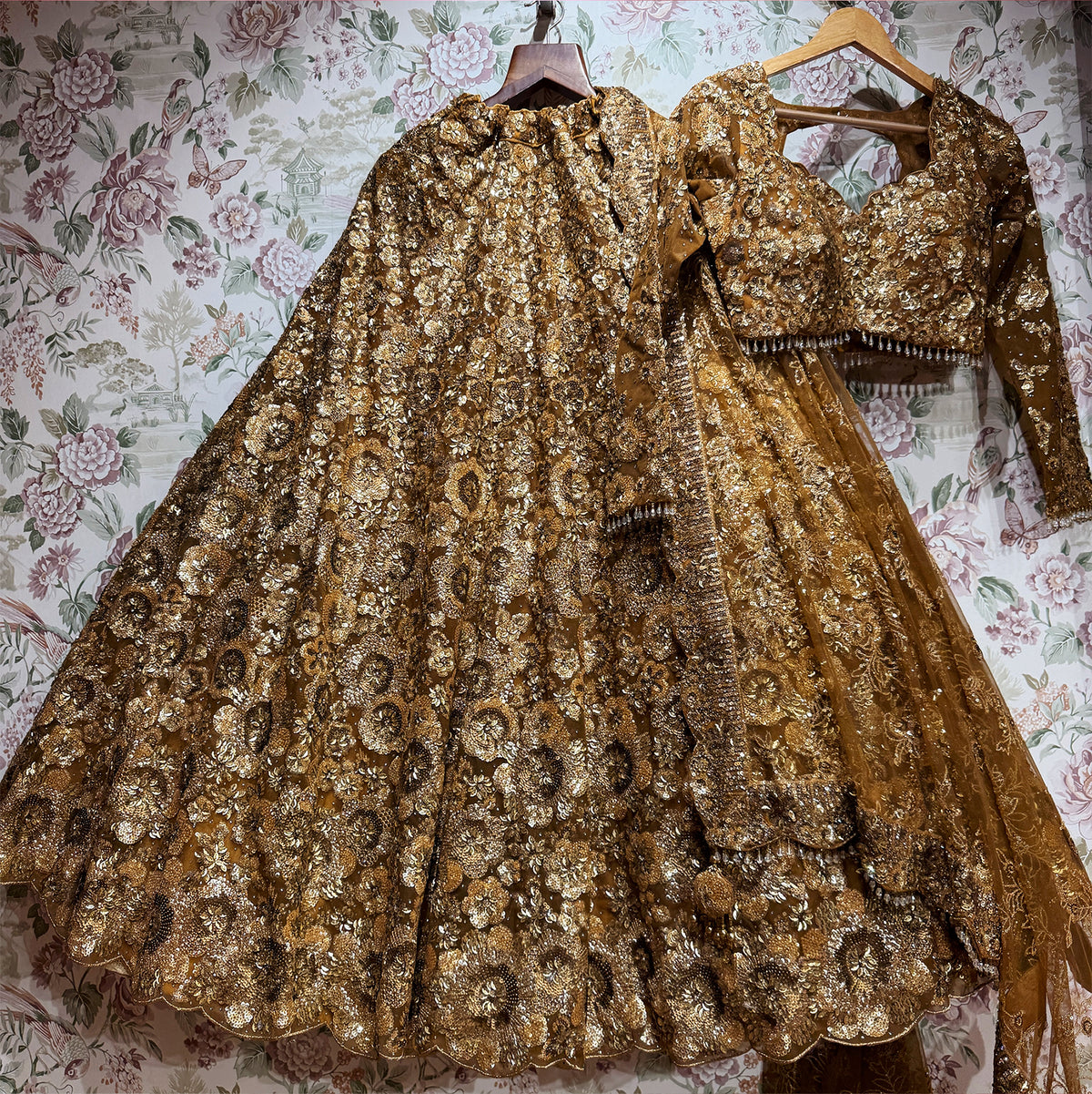 The Gulmohar Collection: Gold Lehenga Ensemble - Gold - view 1