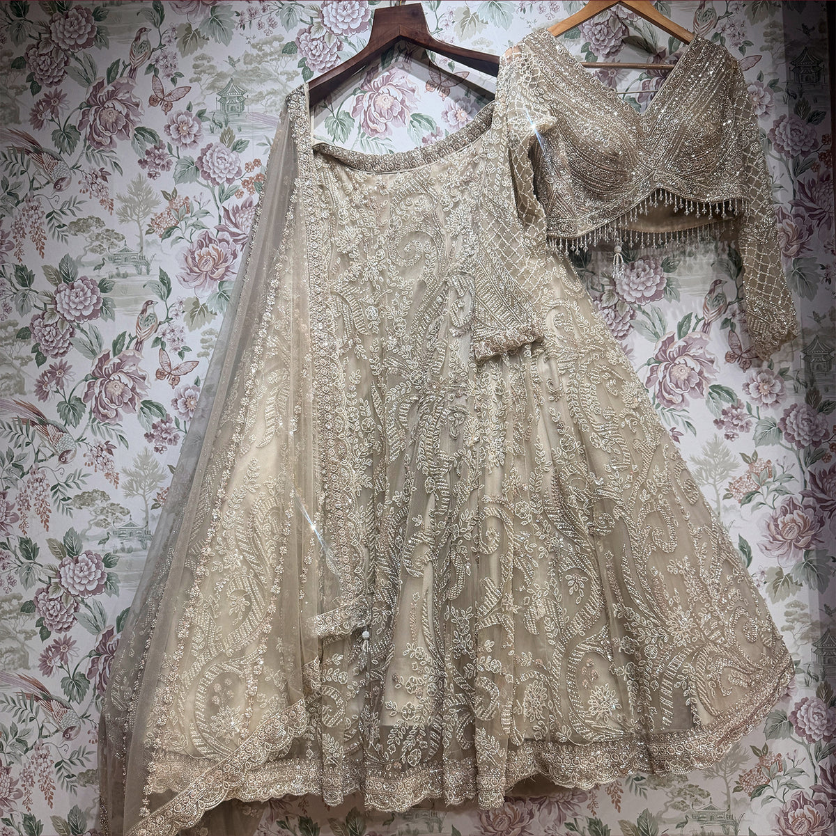 The Noor Mahal Edit: Ivory Lehenga Ensemble - Ivory - view 1