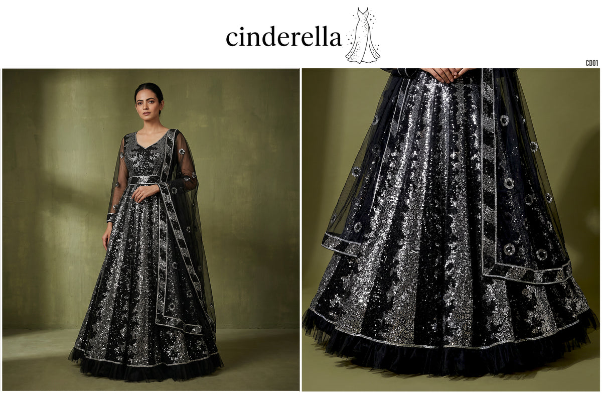 The Ananda Collection: Black Heritage Lehenga Ensemble III – Black – view 2