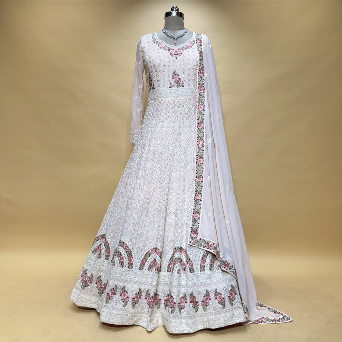 The Marwar Collection Edit: White Heritage Lehenga Ensemble III – Off White – view 1