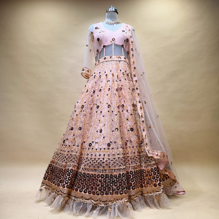 The Ananda Edit: Peach Heritage Lehenga Ensemble I