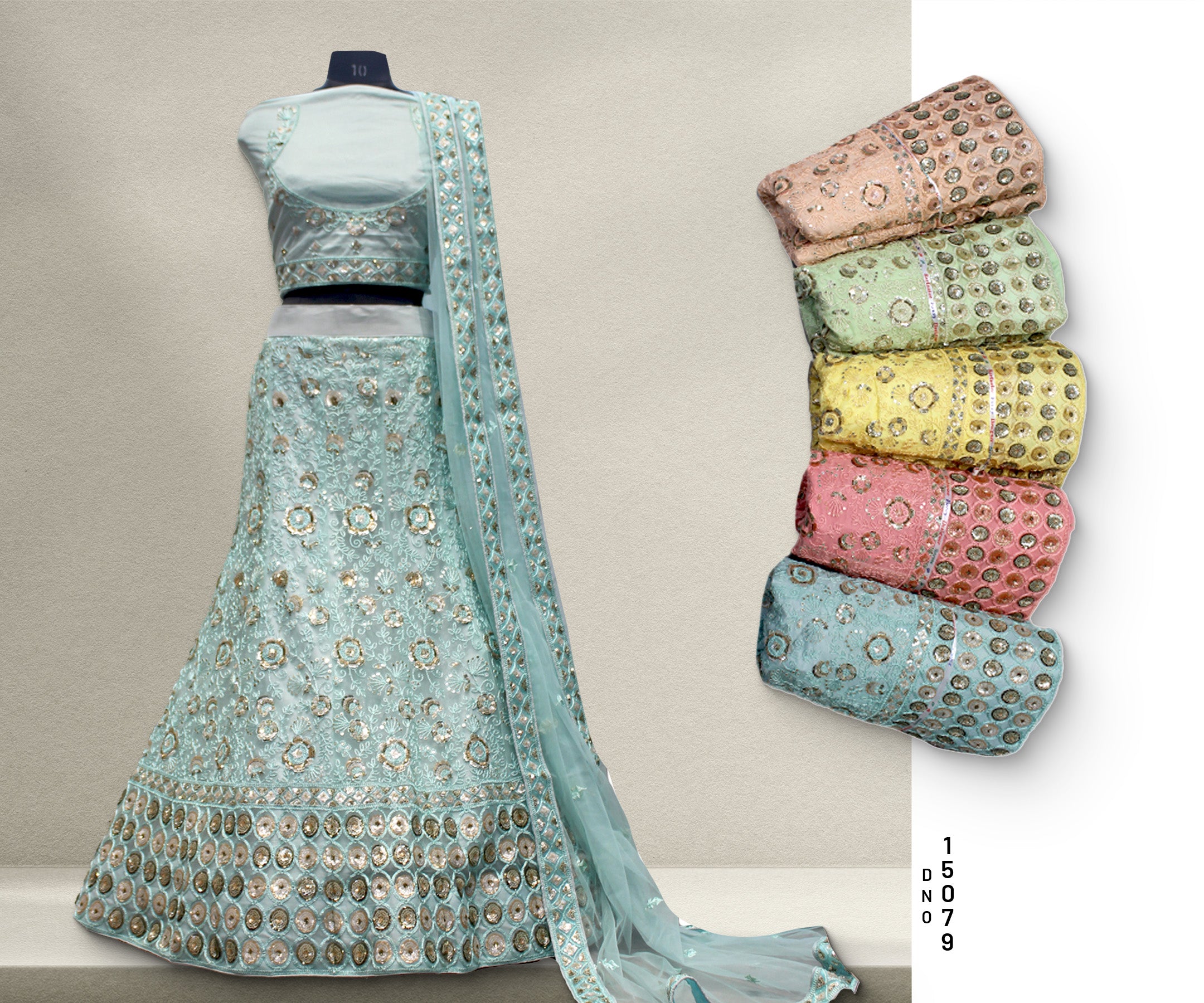 The Udaipur Royal Collection: Blue Heritage Lehenga Ensemble III – Blue – view 1