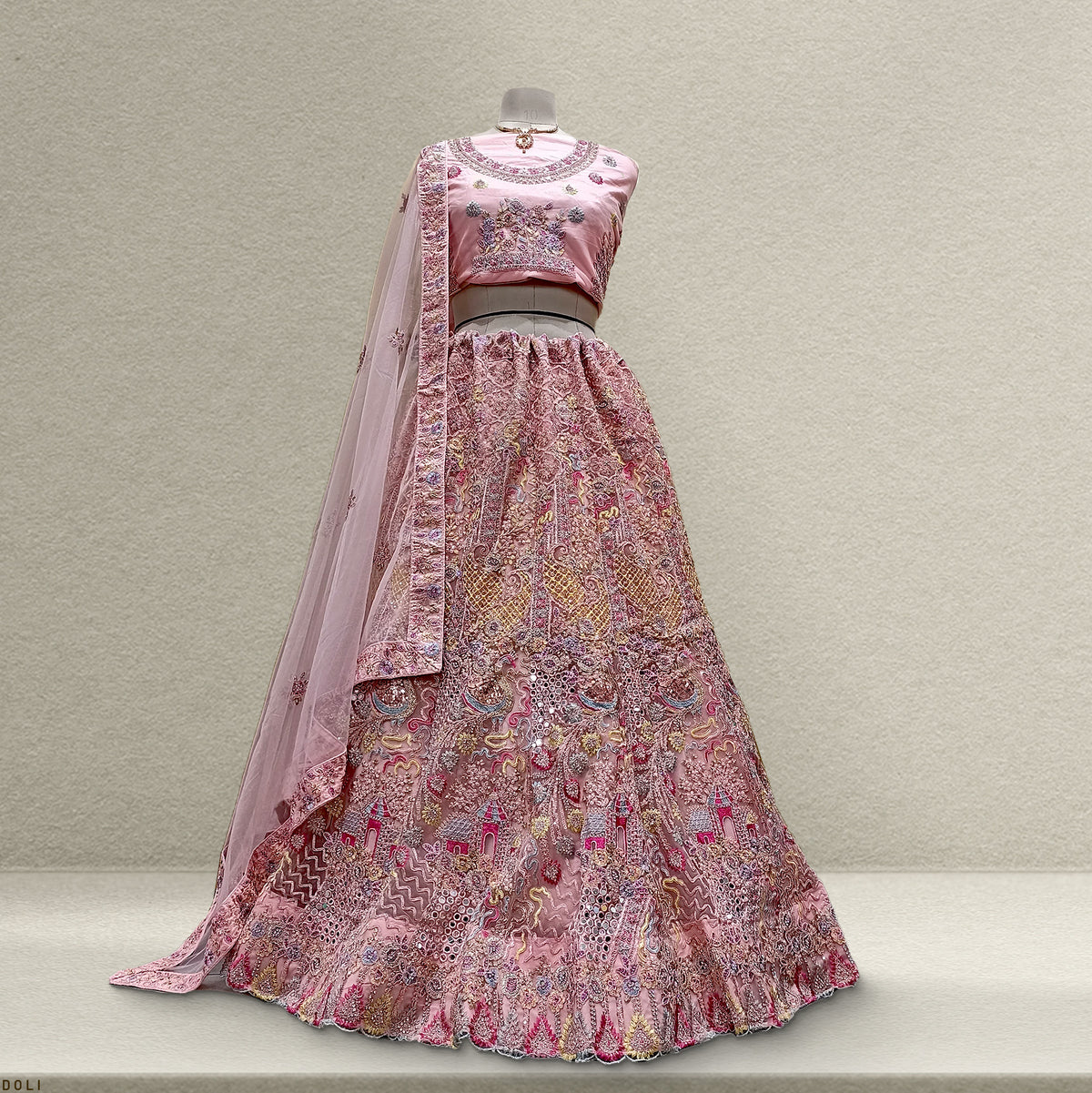 The Parampara Collection: Pink Net Lehenga Ensemble – Pink – view 1