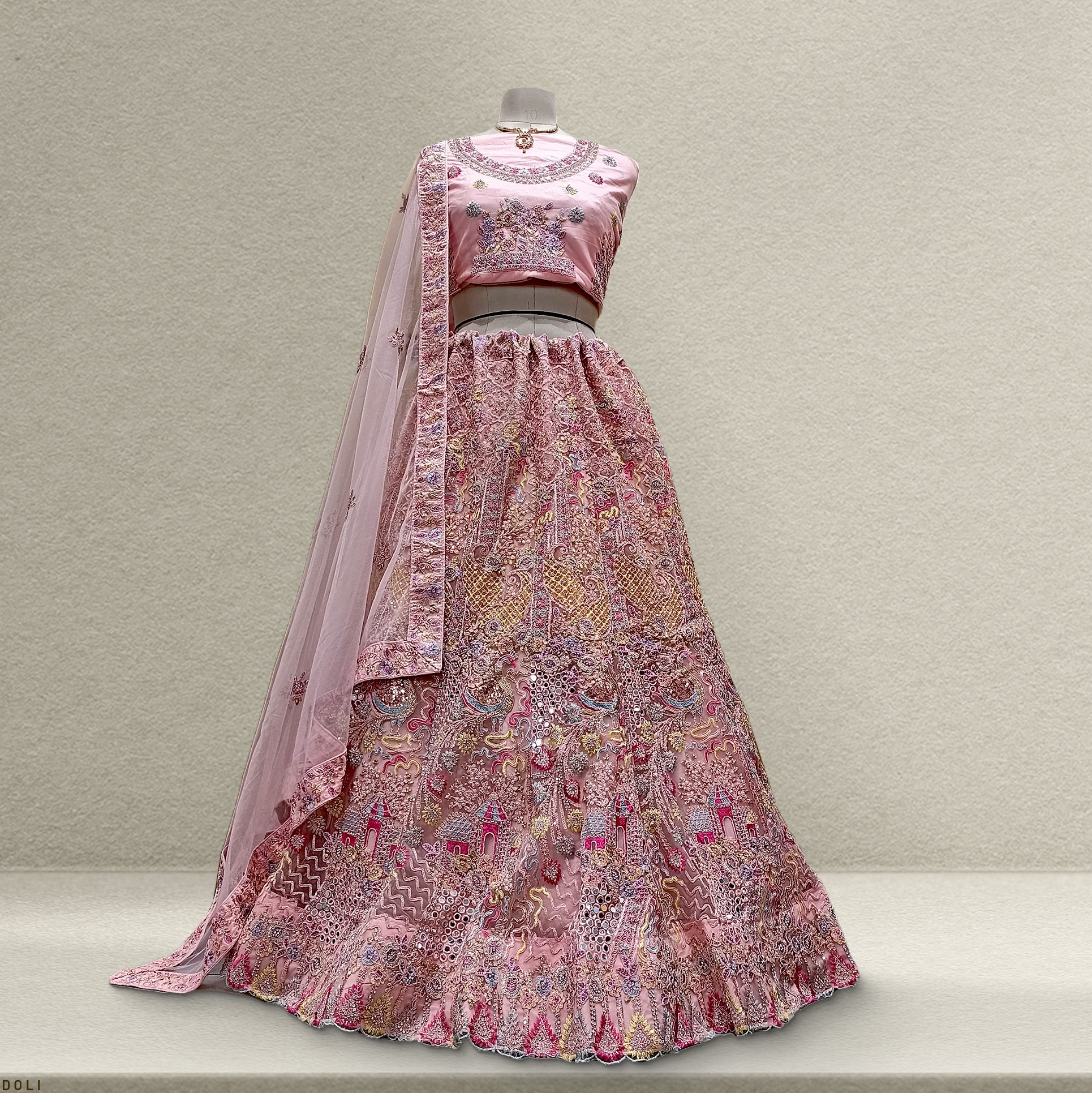 The Parampara Collection: Pink Net Lehenga Ensemble – Pink – view 1