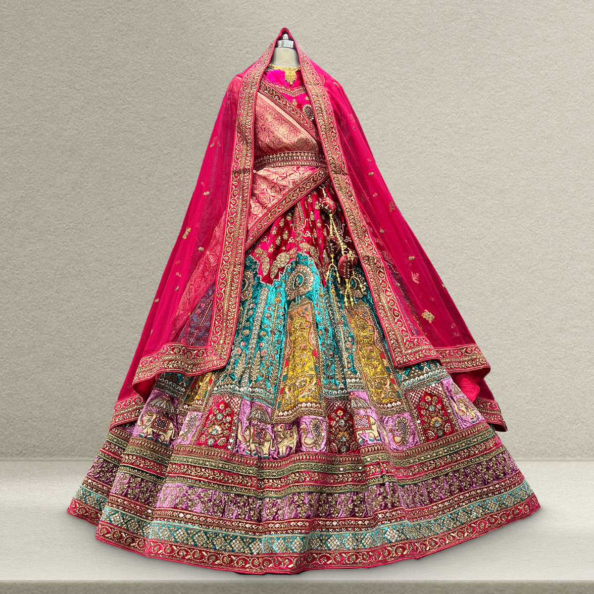 The Kashi Trousseau Edit: Heritage Lehenga Ensemble I – Multi Colour – view 1