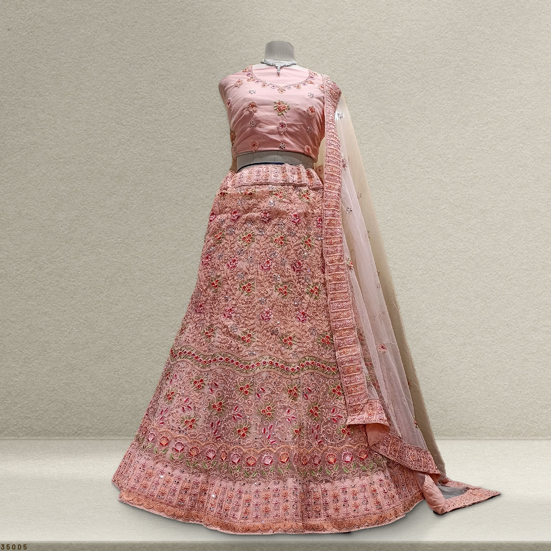 The Udaipur Royal Collection: Peach Heritage Lehenga Ensemble II – Peach – view 1
