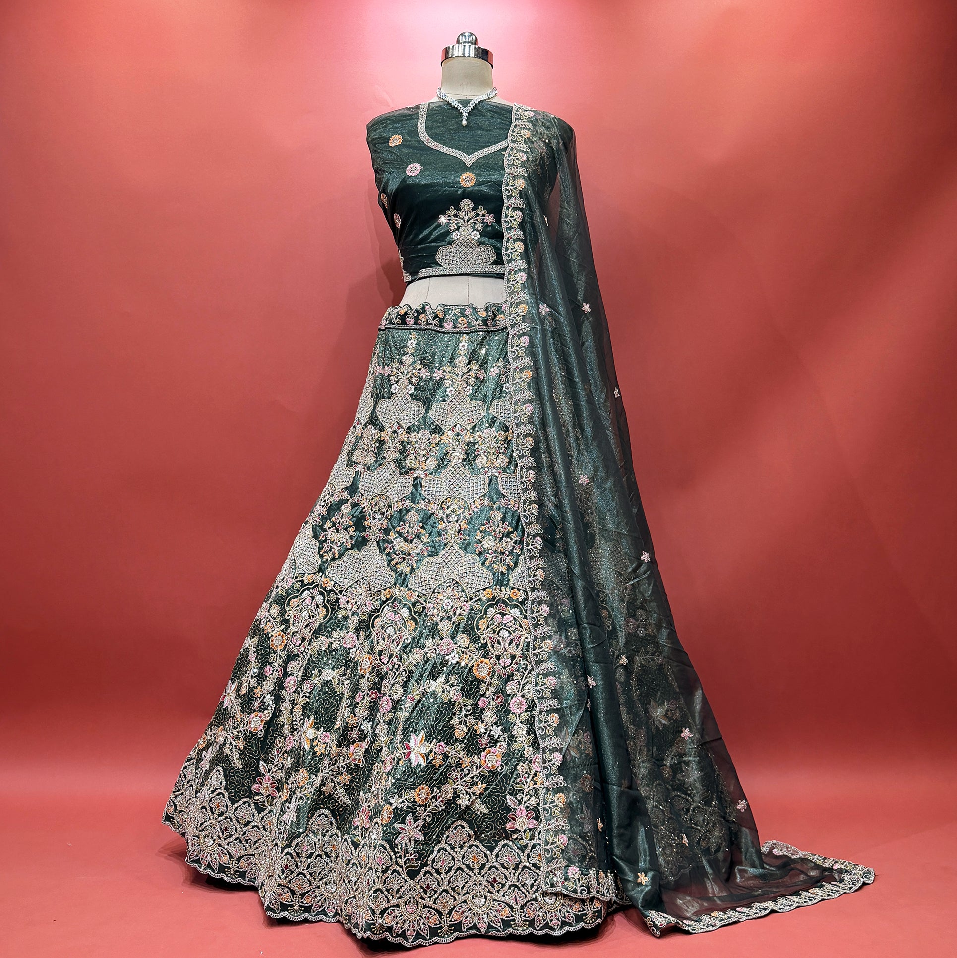 The Kalyani Edit: Blue Heritage Lehenga Ensemble – Blue – view 2