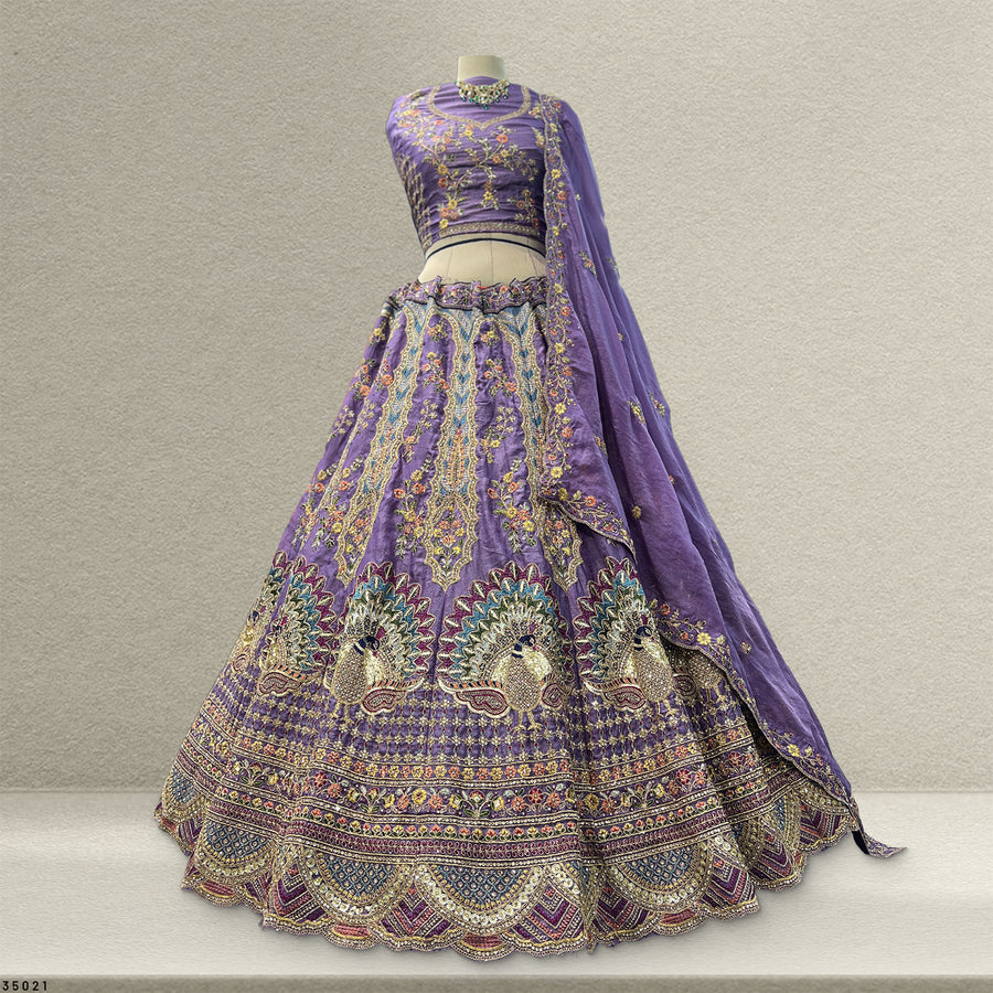 The Ananda Collection: Blue Heritage Lehenga Ensemble
