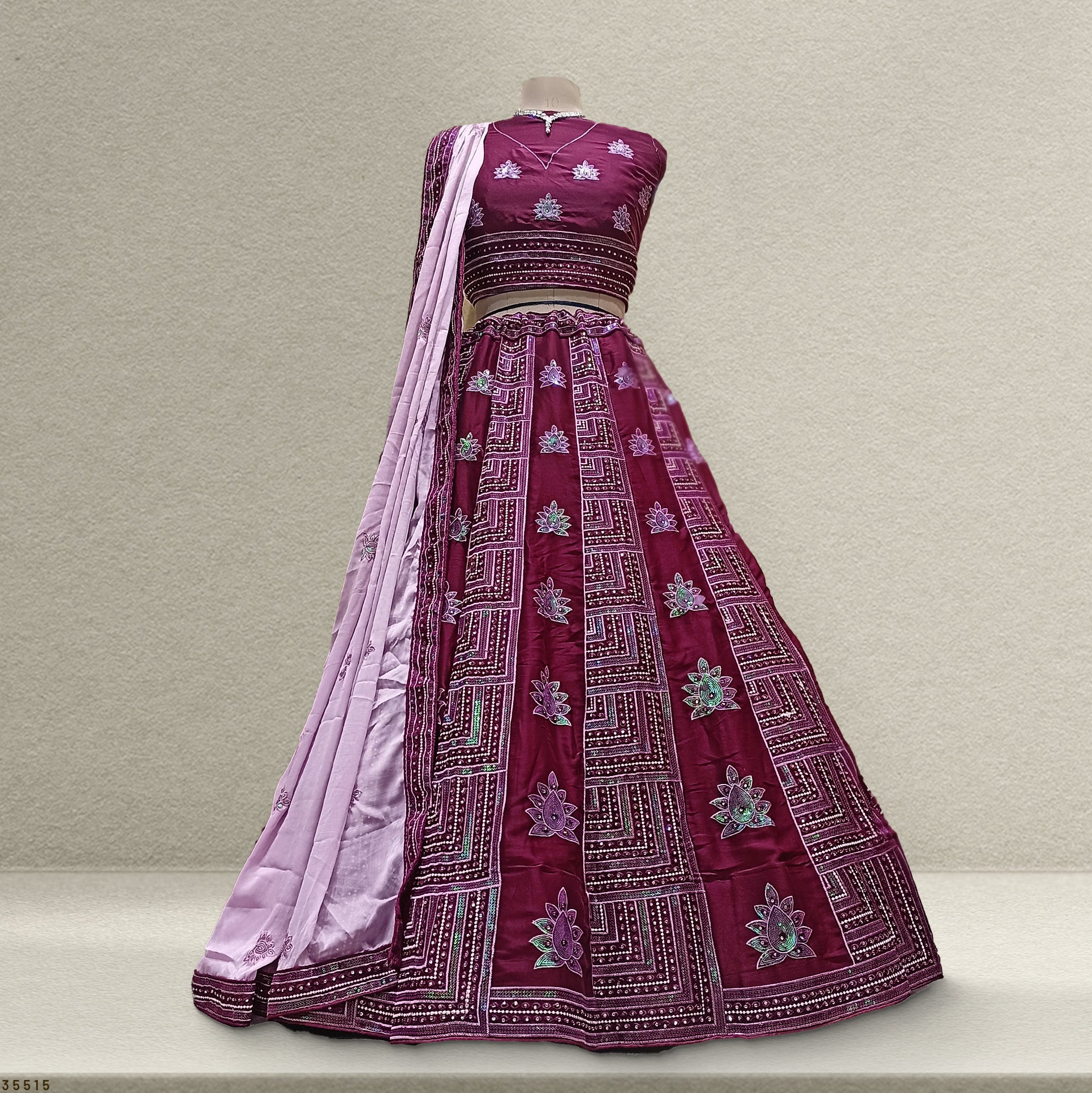 The Kalyani Collection: Blue Georgette Lehenga Ensemble IV – Blue – view 3