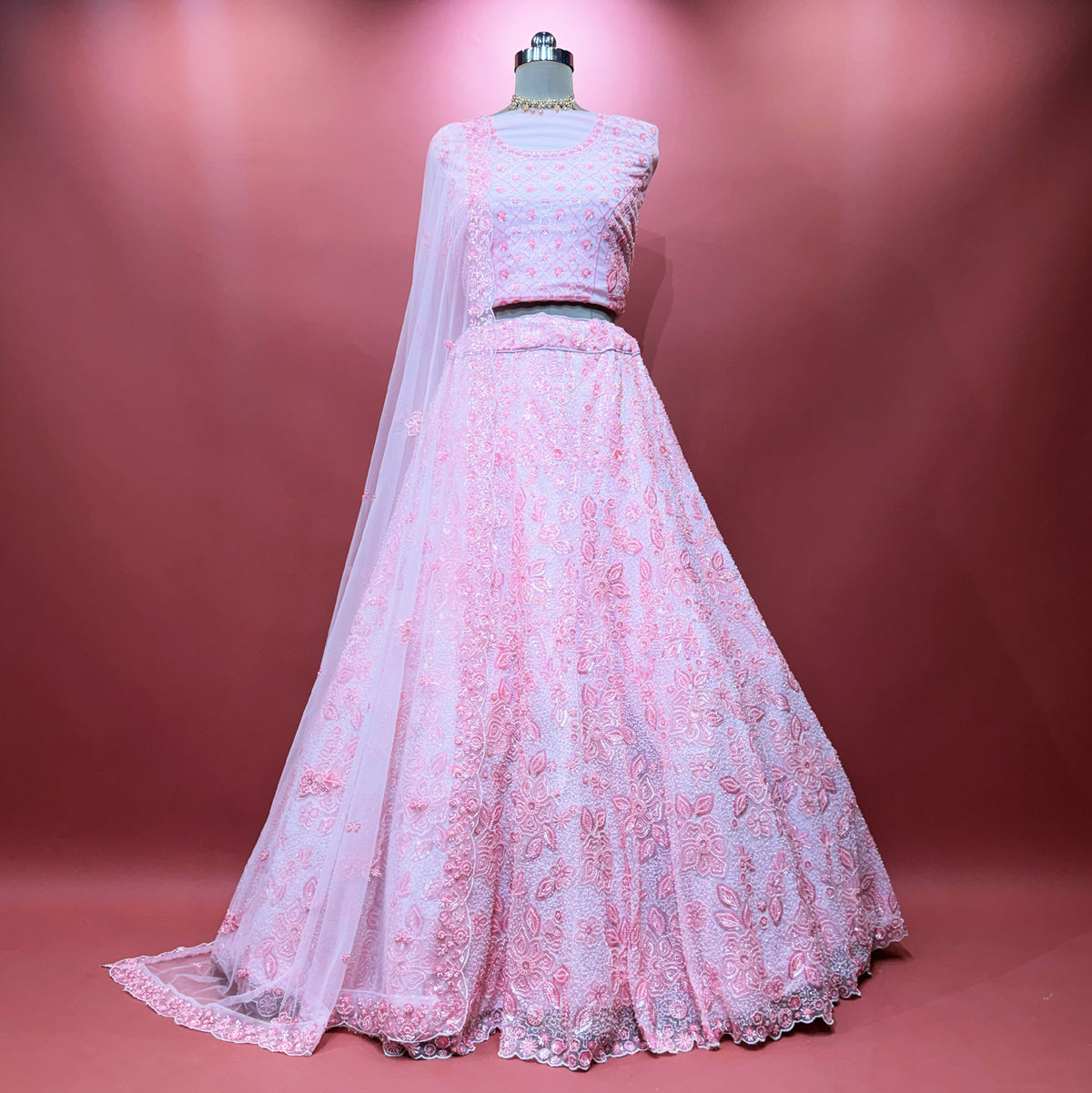 The Mewar Heritage Heirloom: Pink Heritage Lehenga Ensemble – Pink – view 1