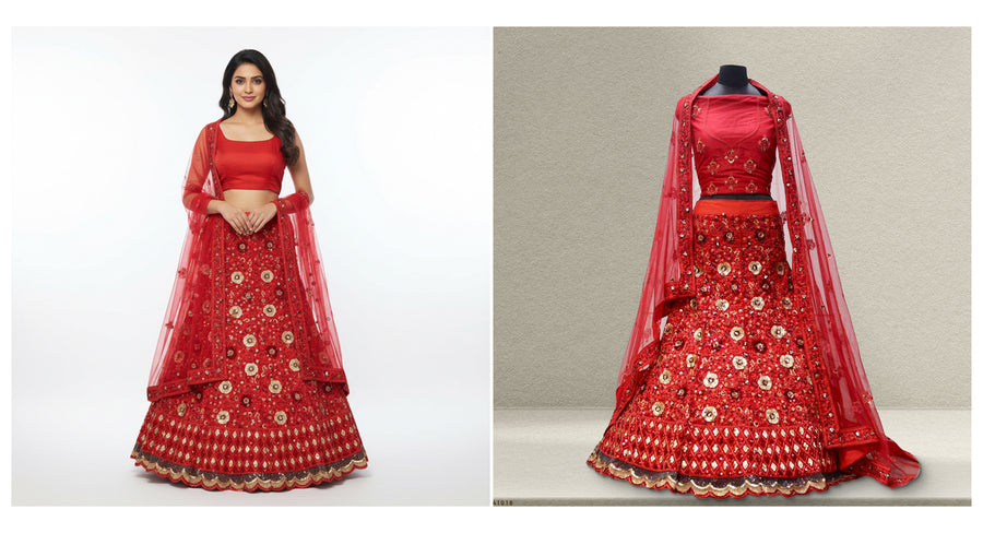 The Ananda Collection: Red Net Lehenga Ensemble IV
