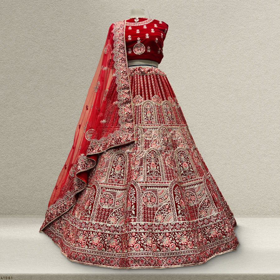 The Kalyani Collection: Red Heritage Lehenga Ensemble IV