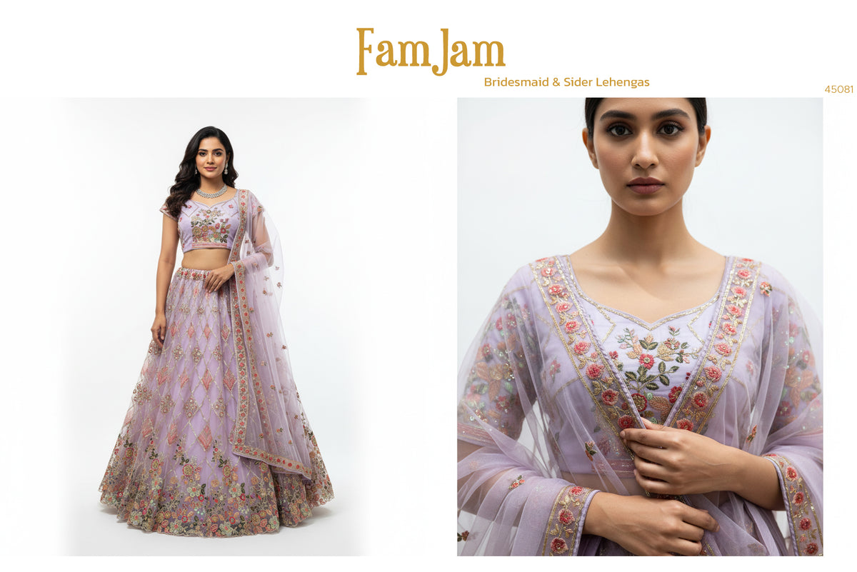 The Kalyani Darbar: Lavender Net Lehenga Ensemble II – Lavender – view 2
