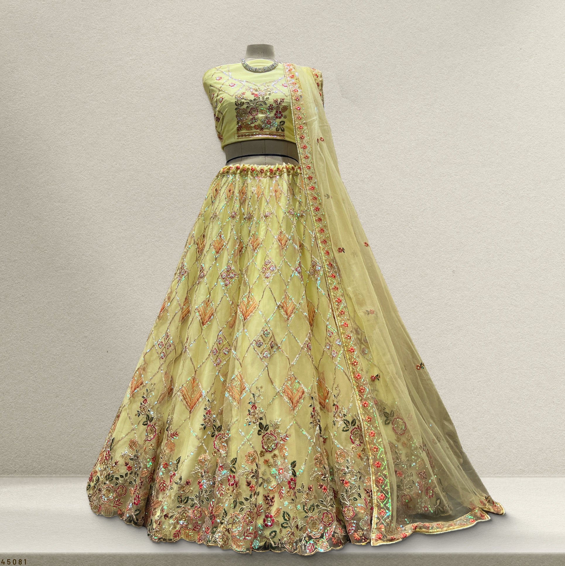 The Kalyani Darbar: Lavender Net Lehenga Ensemble II – Lavender – view 3
