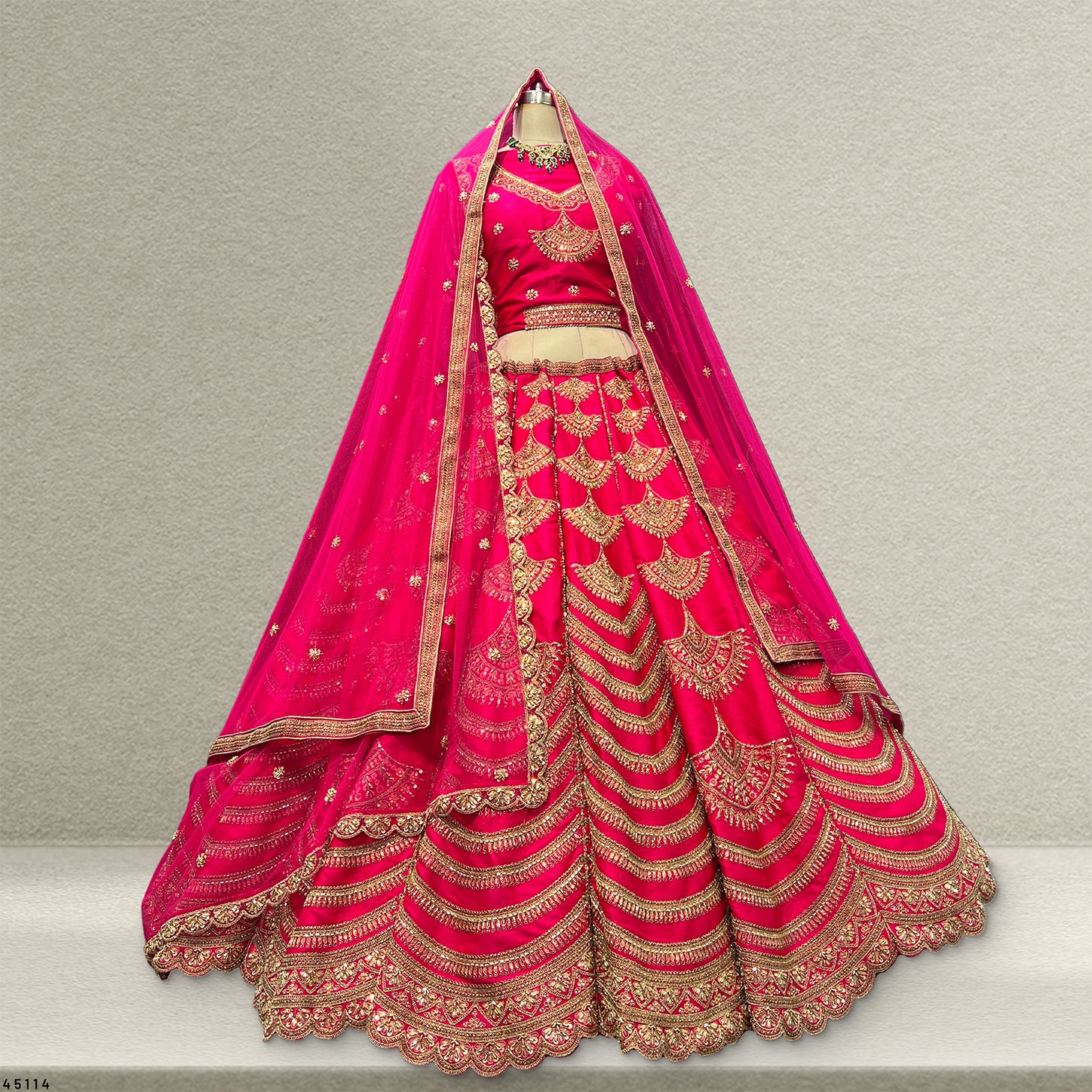 The Udaipur Royal Edit: Red Silk Lehenga Ensemble II – Red – view 2