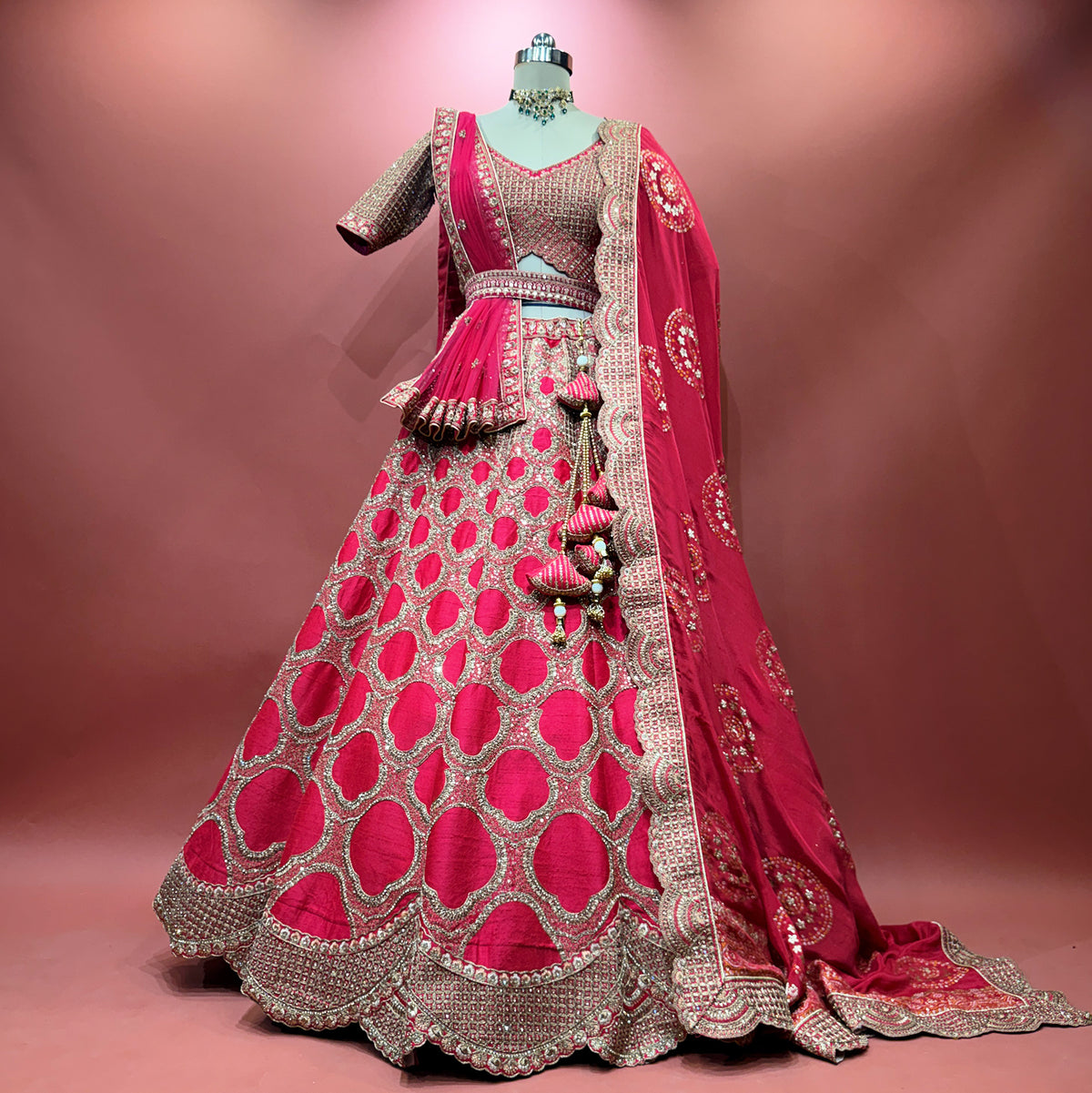 The Marwar Collection Edit: Pink Silk Lehenga Ensemble IV – Pink – view 1