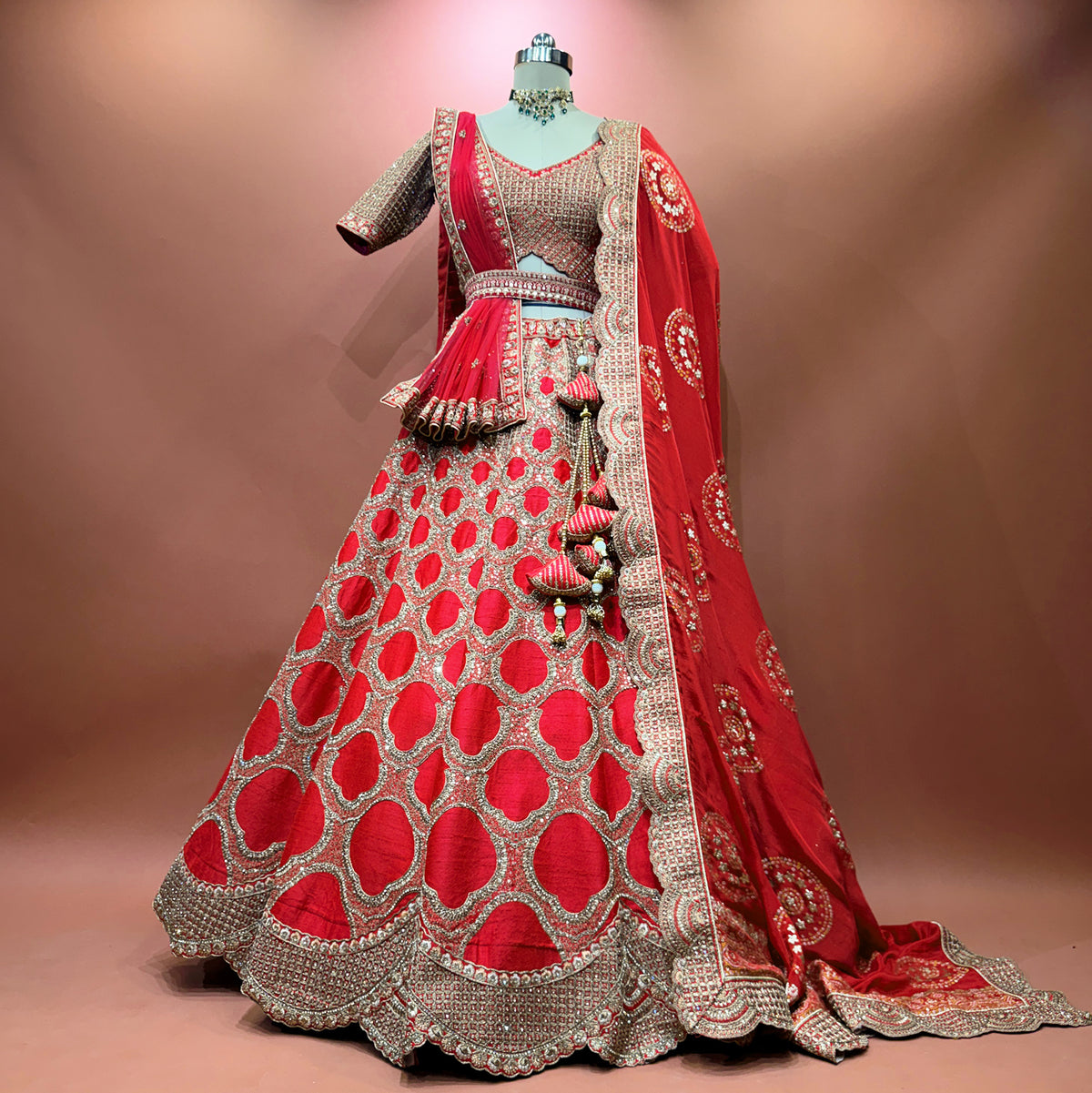 The Marwar Collection Edit: Pink Silk Lehenga Ensemble IV – Pink – view 3