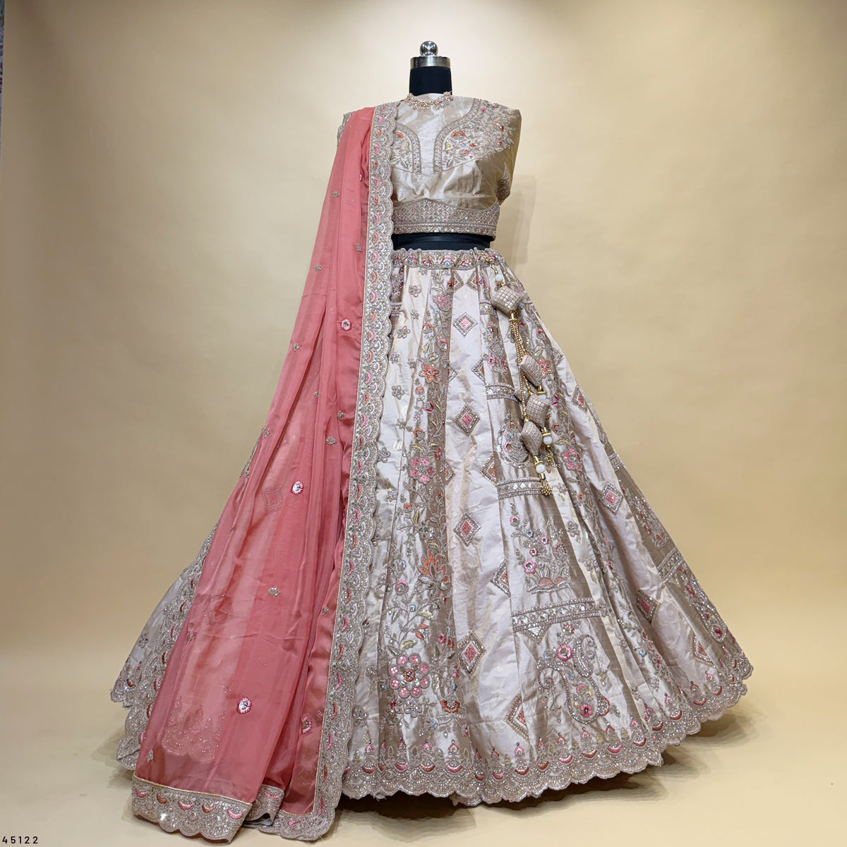 The Kalyani Heirloom: Peach Heritage Lehenga Ensemble III – Peach – view 2