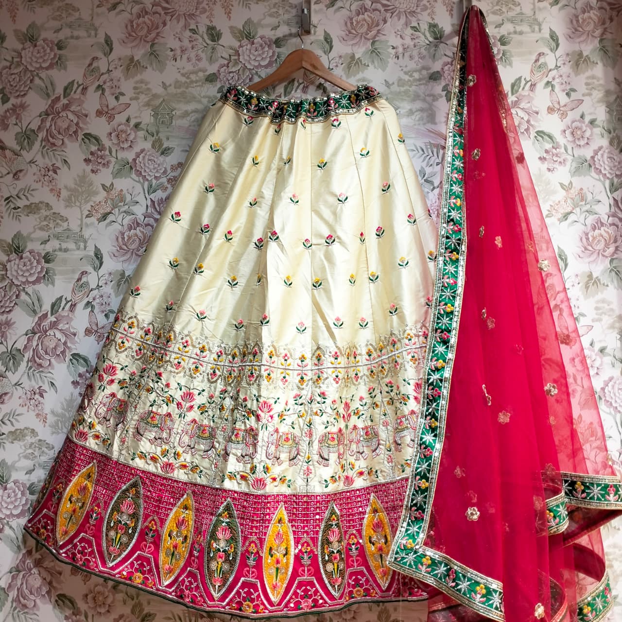The Mangalam Collection: Heritage Lehenga Ensemble I – Ivory – view 1