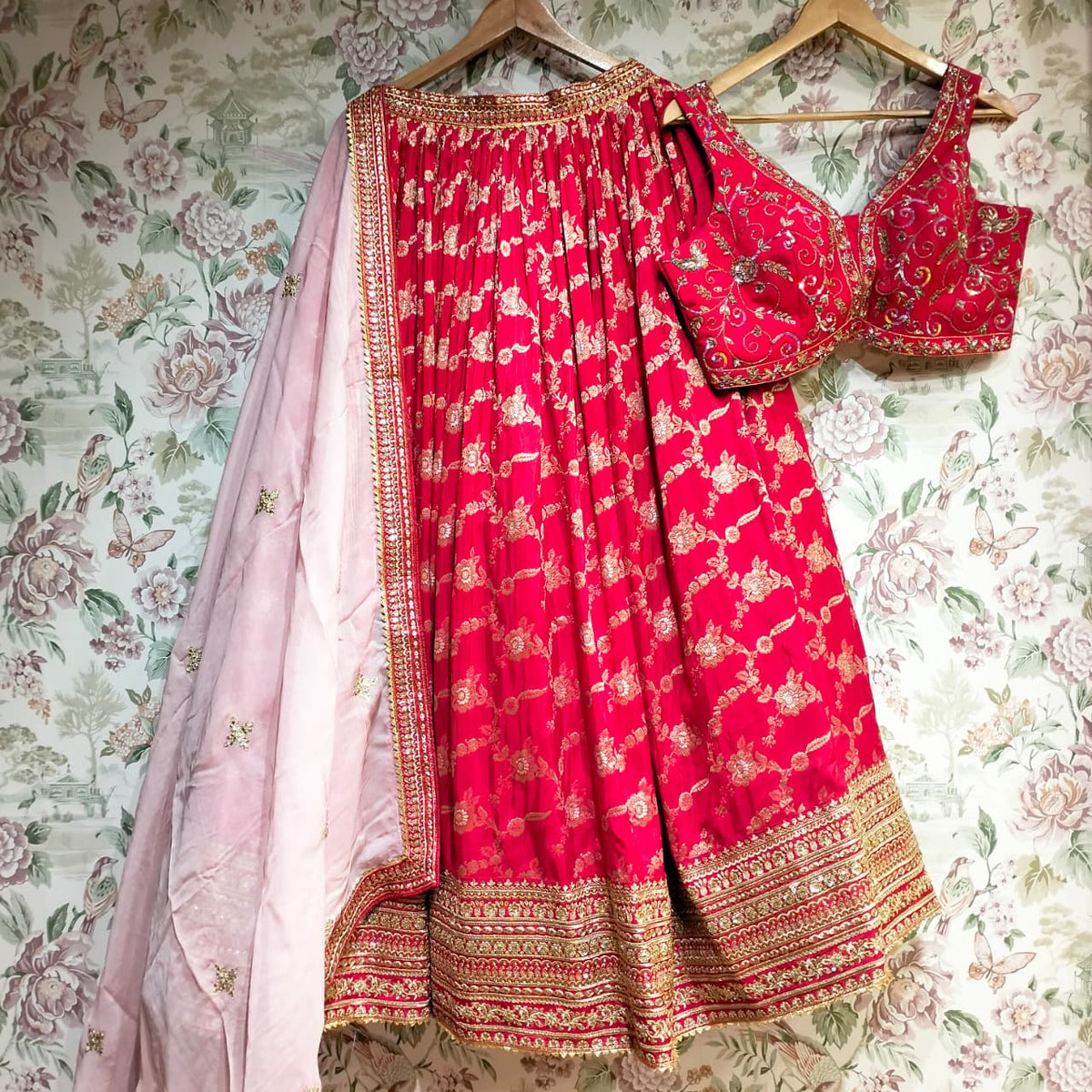 The Udaipur Royal Darbar: Pink Heritage Lehenga Ensemble II – Pink – view 1