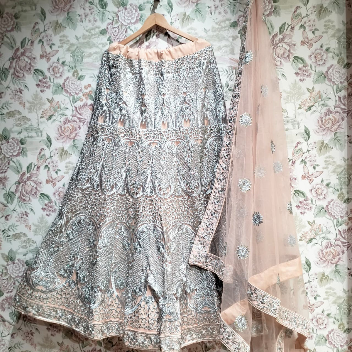 The Parampara Collection: Peach Heritage Lehenga Ensemble II – Peach – view 1