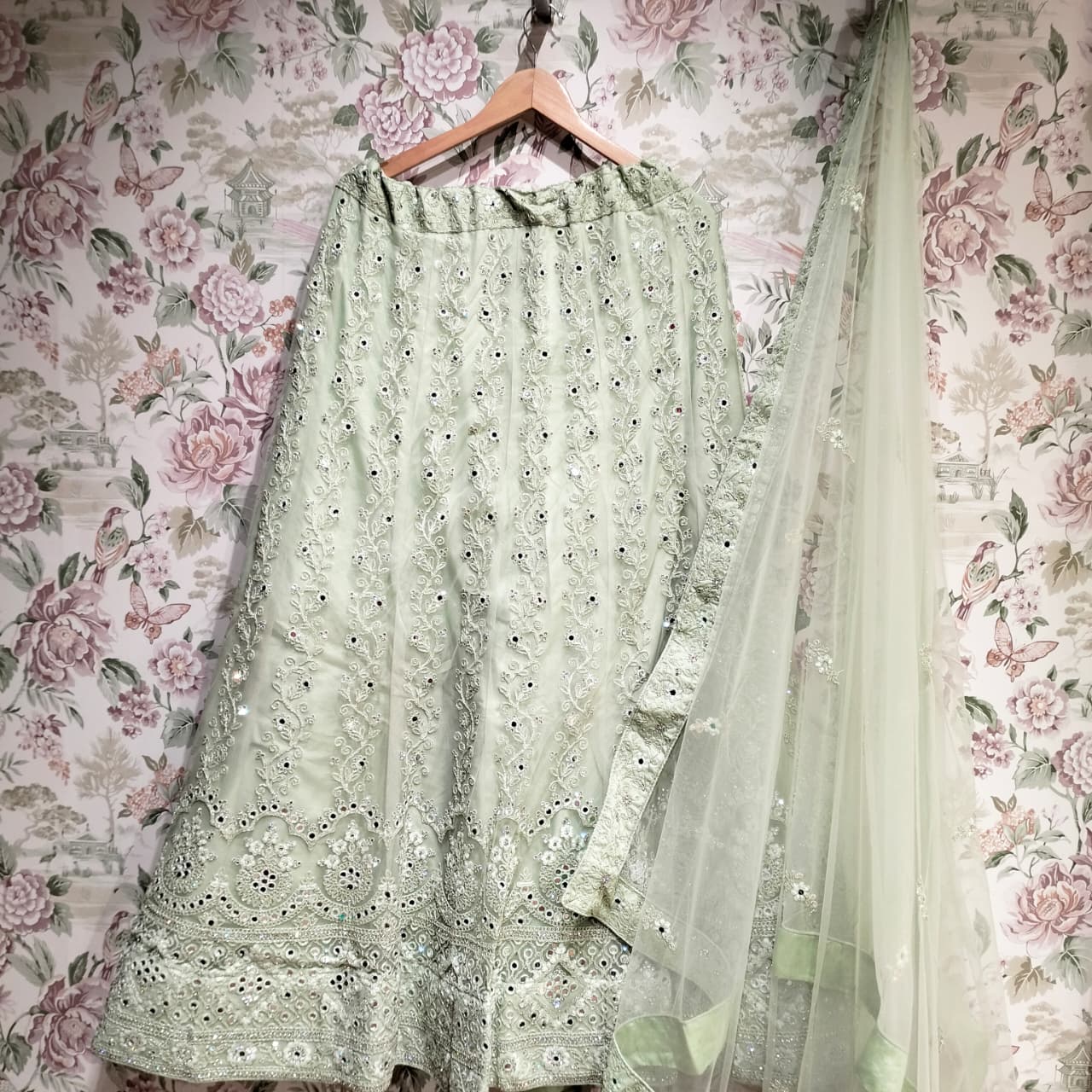 The Vivaha Heirloom: Green Heritage Lehenga Ensemble I – Green – view 1