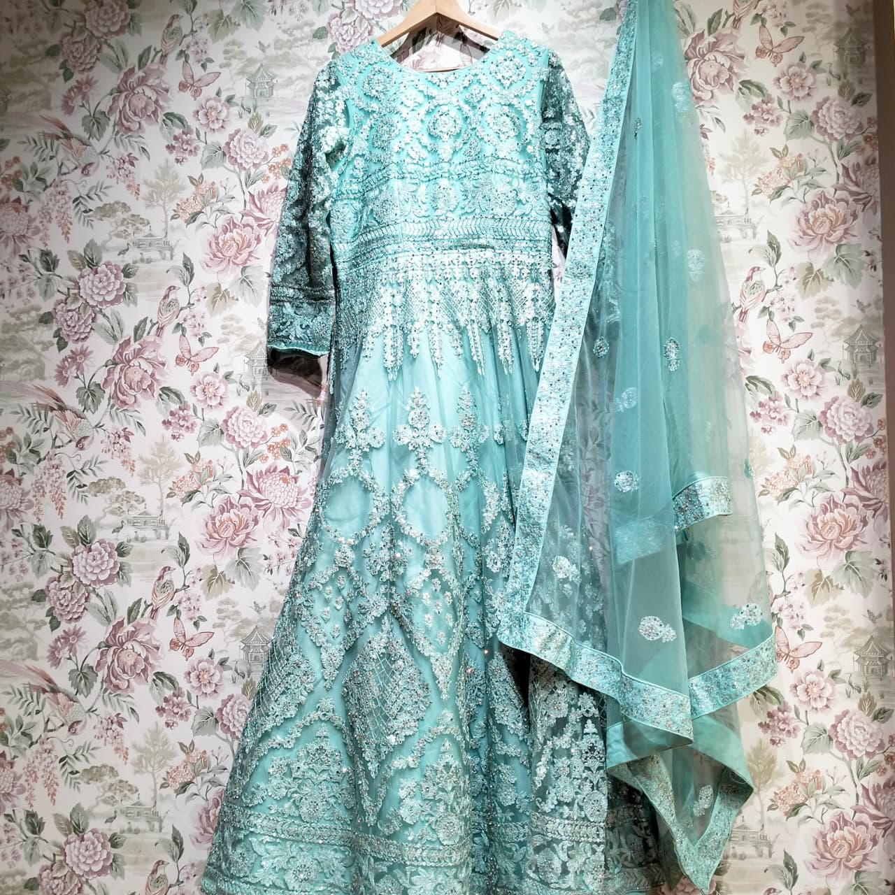 The Kashi Trousseau Collection: Blue Heritage Lehenga Ensemble II – Blue – view 1