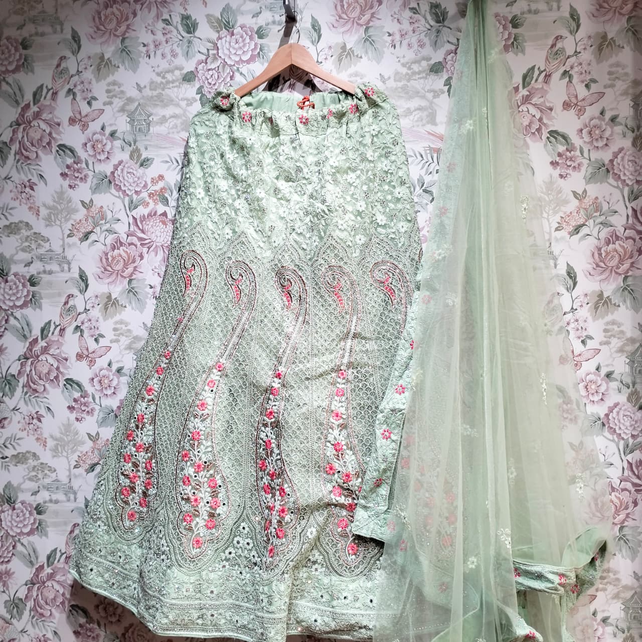 The Rajputana Darbar Edit: Green Heritage Lehenga Ensemble IV – Green – view 1