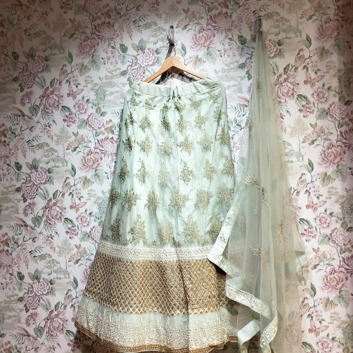 The Banaras Loom Collection: Green Heritage Lehenga Ensemble III – Green – view 1