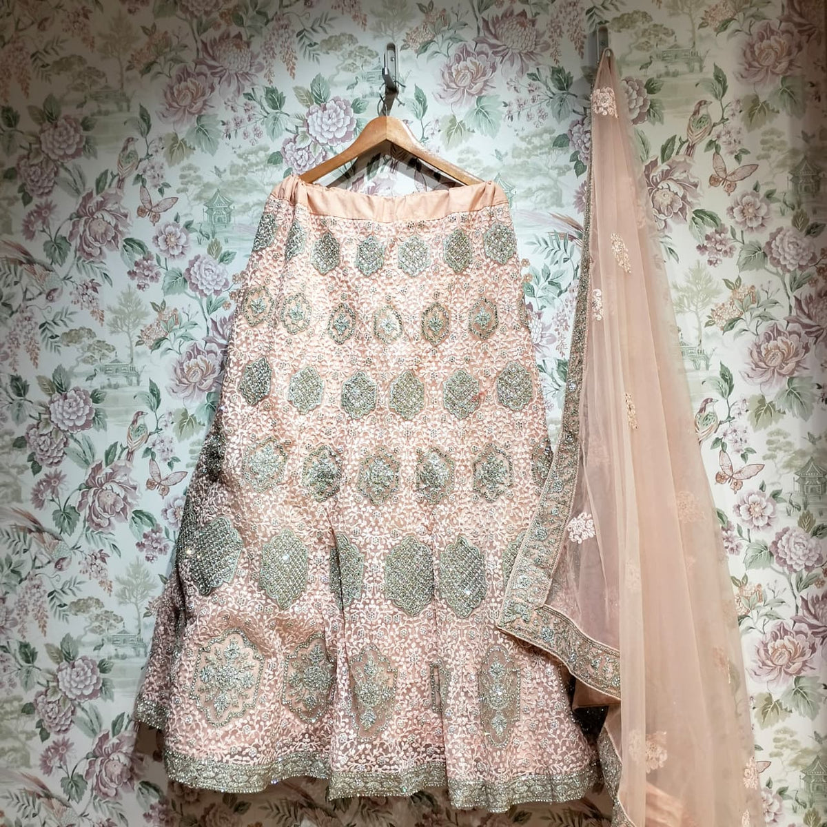 The Jharokha Heirloom: Peach Heritage Lehenga Ensemble IV – Peach – view 1