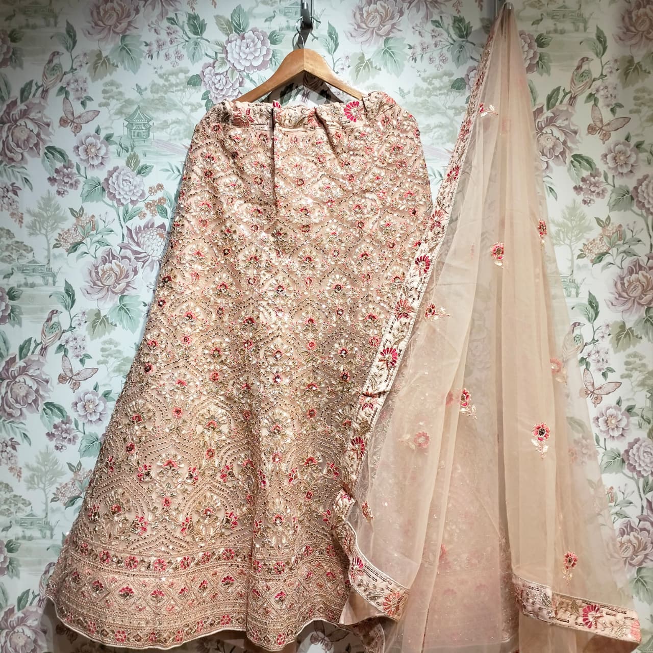 The Mangalam Collection: Peach Heritage Lehenga Ensemble II – Peach – view 1