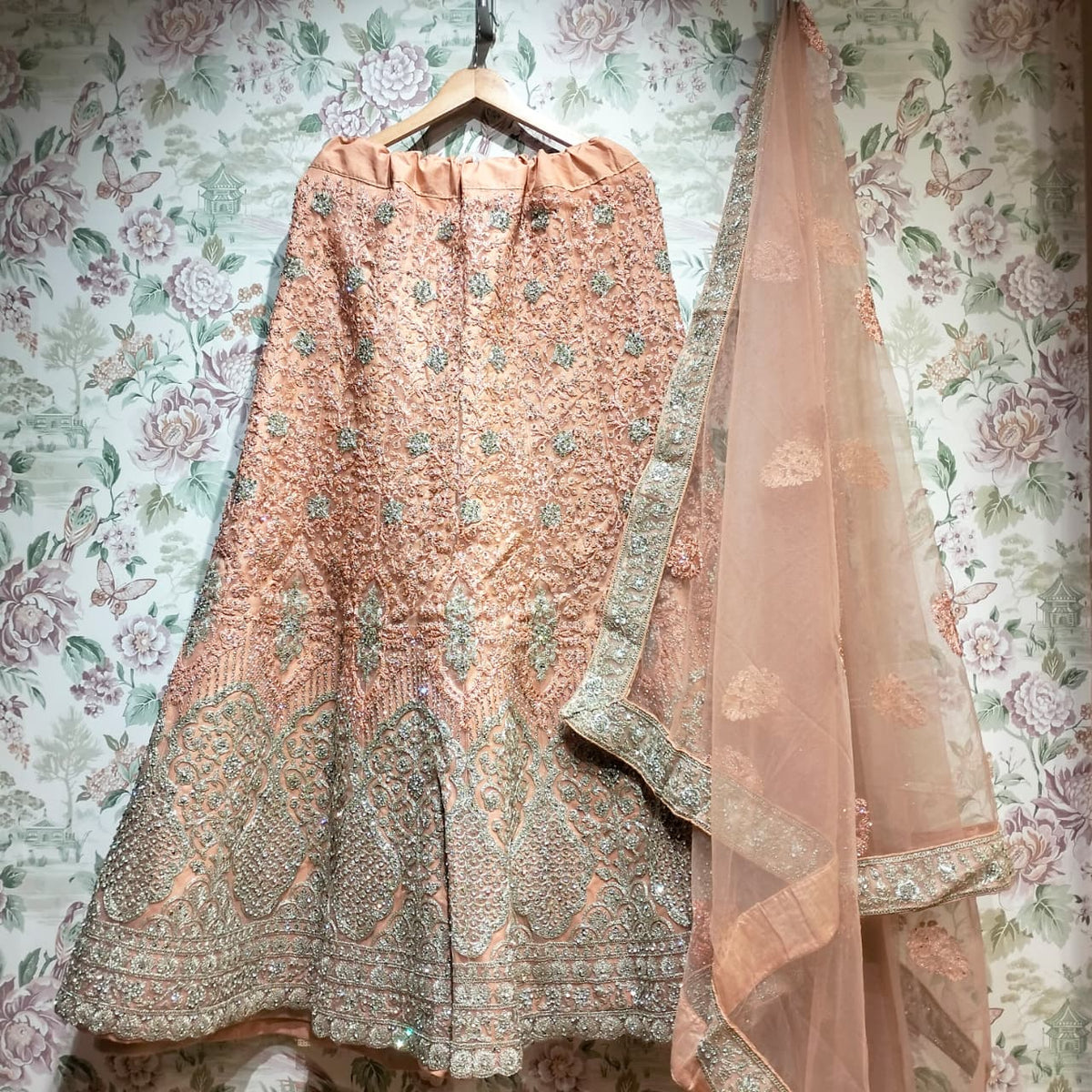 The Mewar Heritage Heirloom: Peach Heritage Lehenga Ensemble I – Peach – view 1