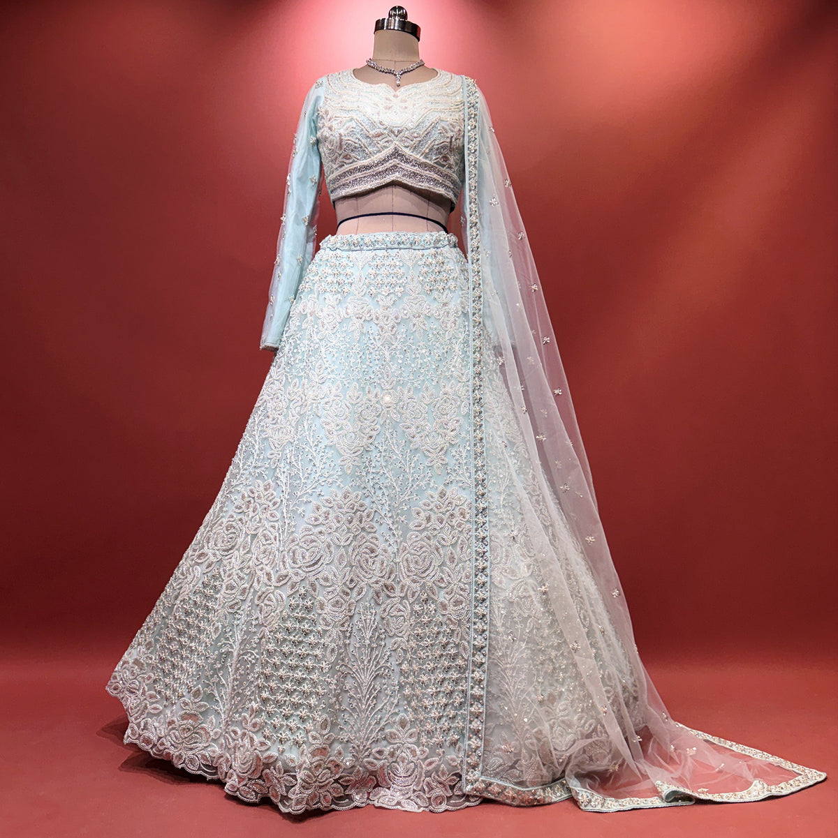 The Jharokha Heirloom Edit: Blue Heritage Lehenga Ensemble I – Blue – view 1