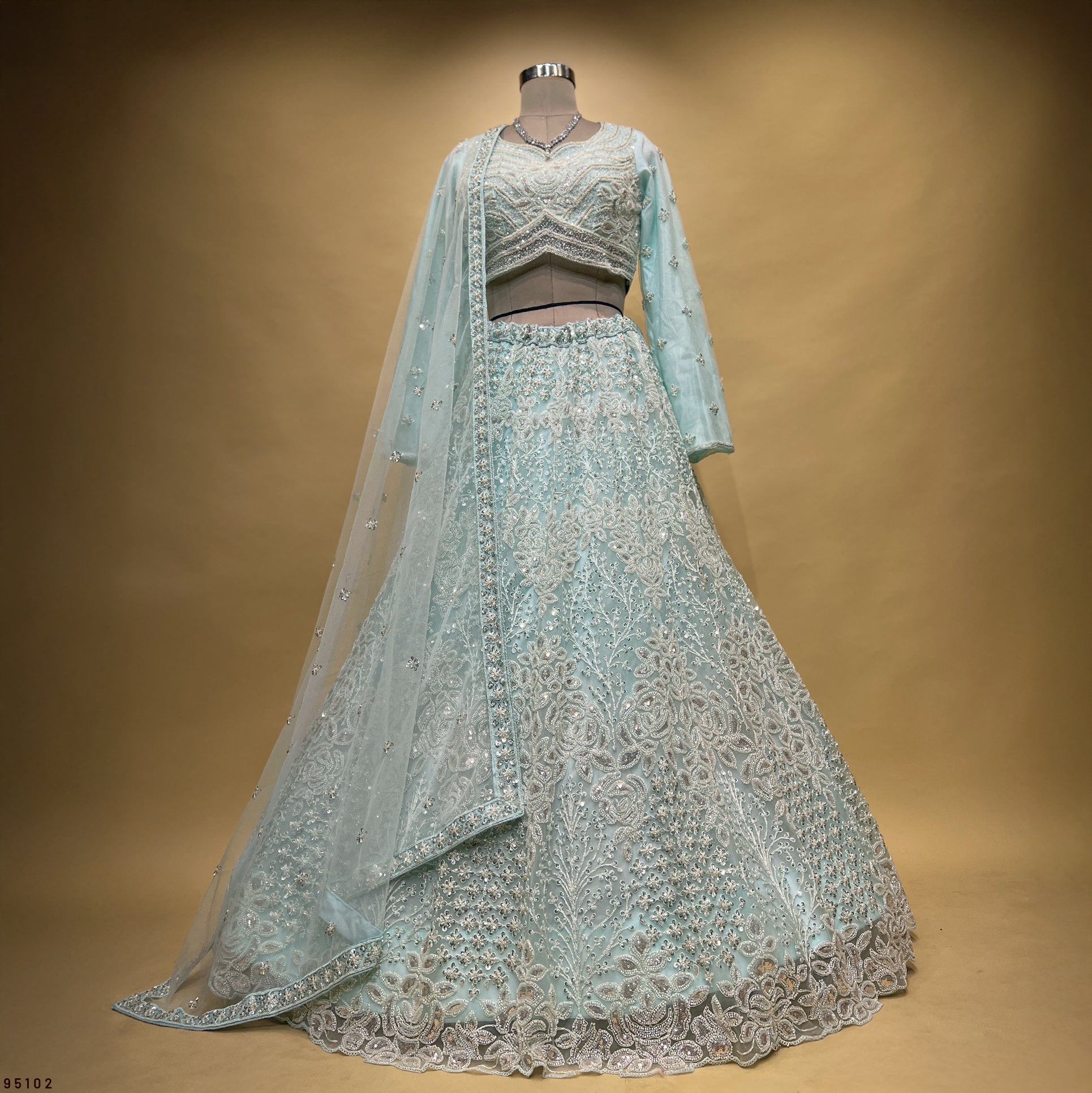 The Jharokha Heirloom Edit: Blue Heritage Lehenga Ensemble I – Blue – view 2