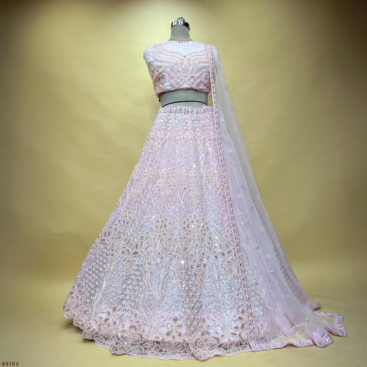 The Jharokha Heirloom Edit: Blue Heritage Lehenga Ensemble I – Blue – view 4